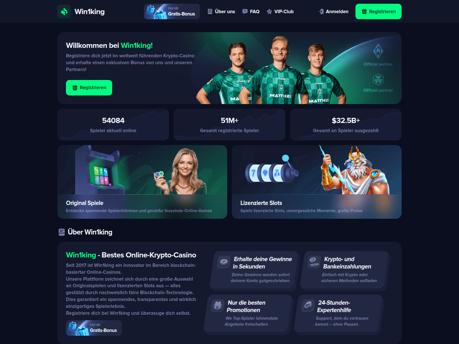 Screenshot of win1king.com