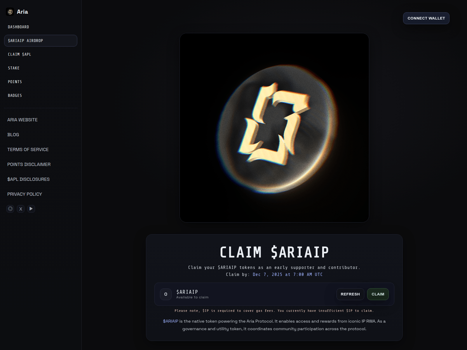 Screenshot of ariaprotocol.info