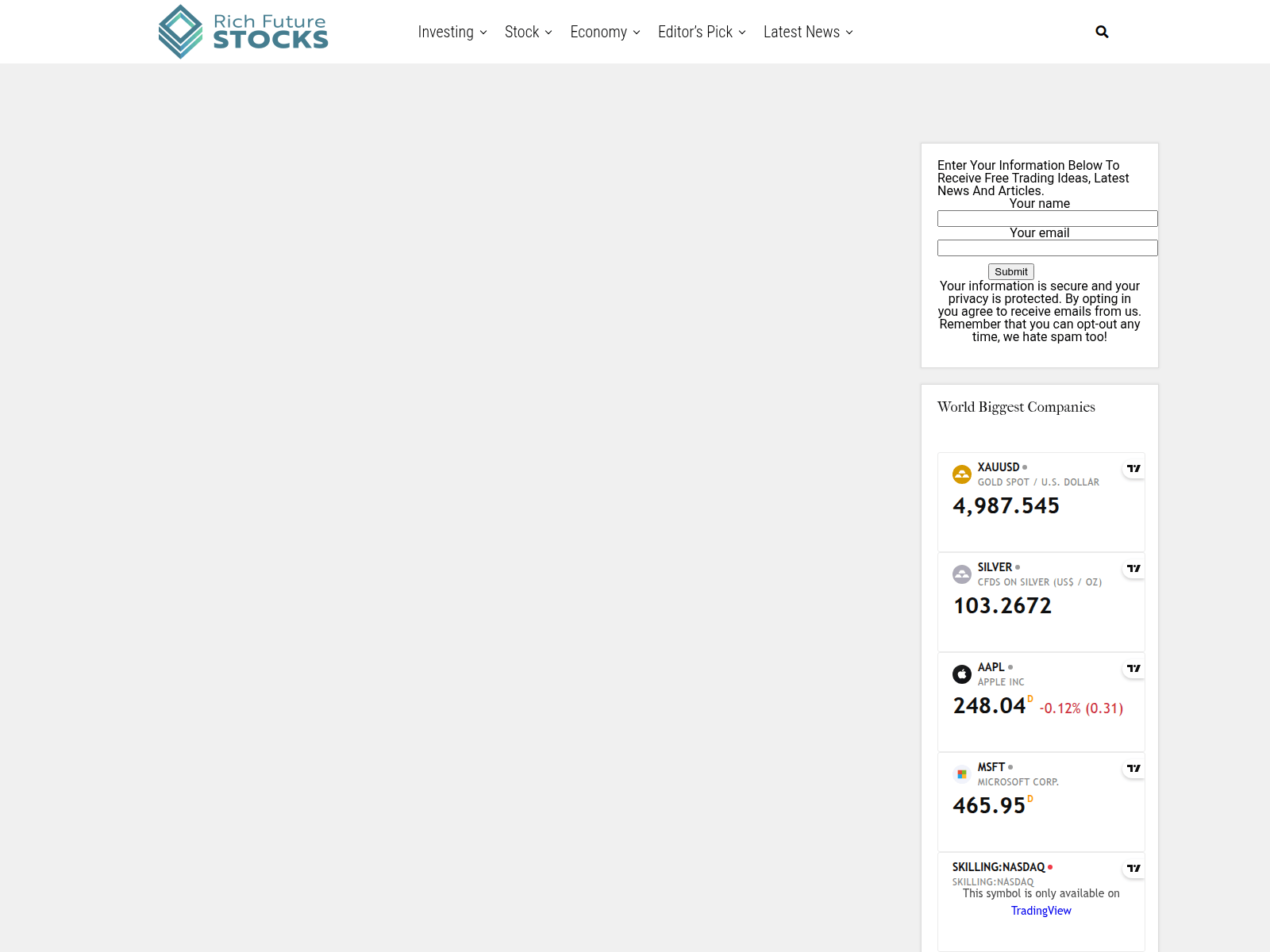 Screenshot of richfuturestocks.com
