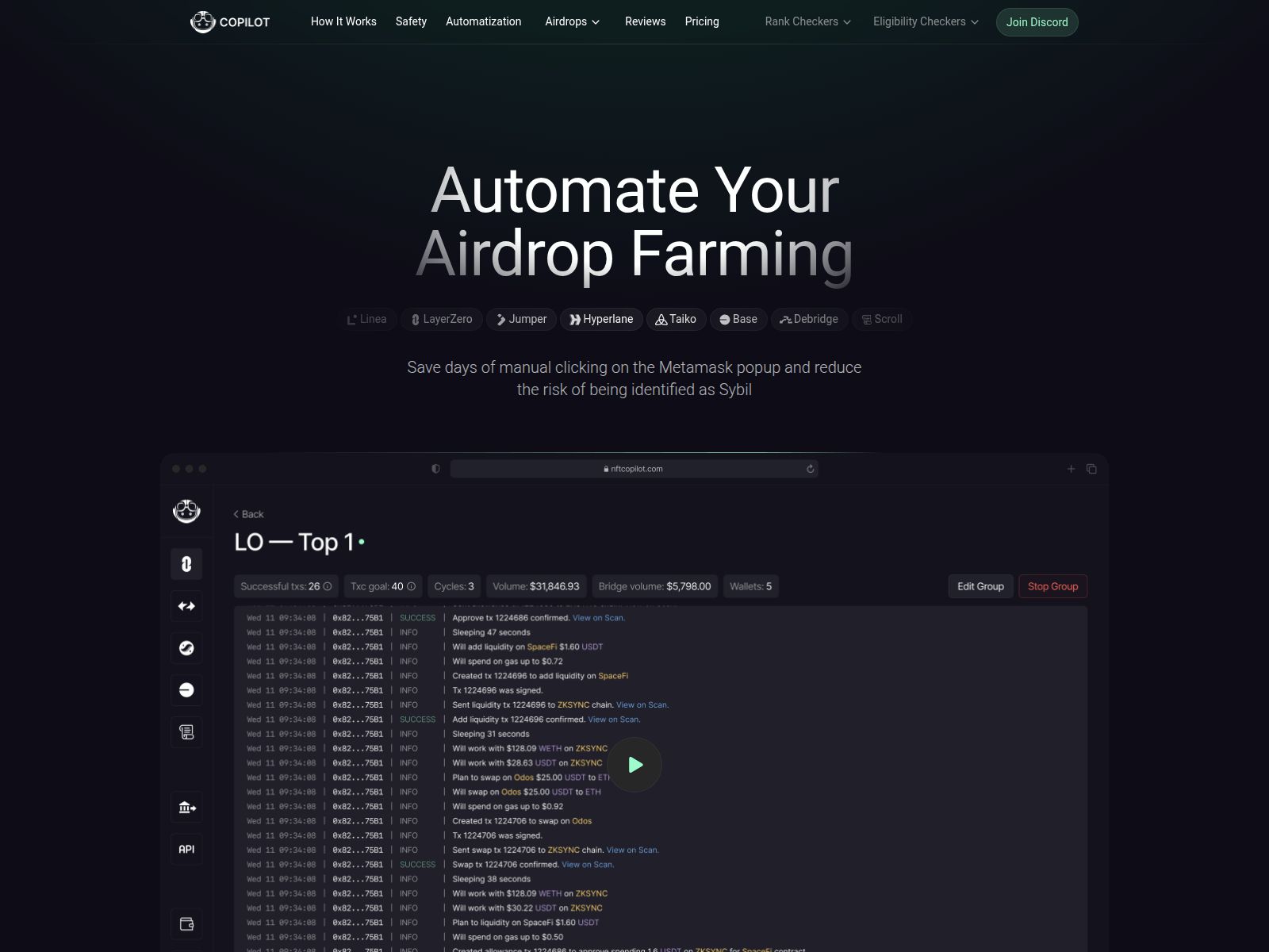 Screenshot of nftcopilot.com