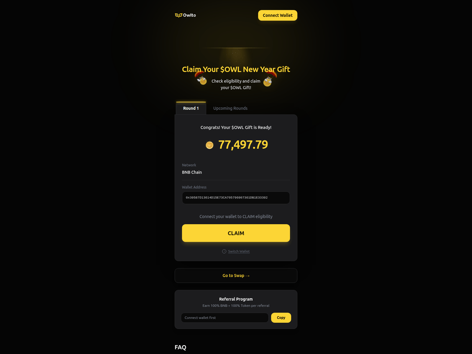Screenshot of owlto.quest