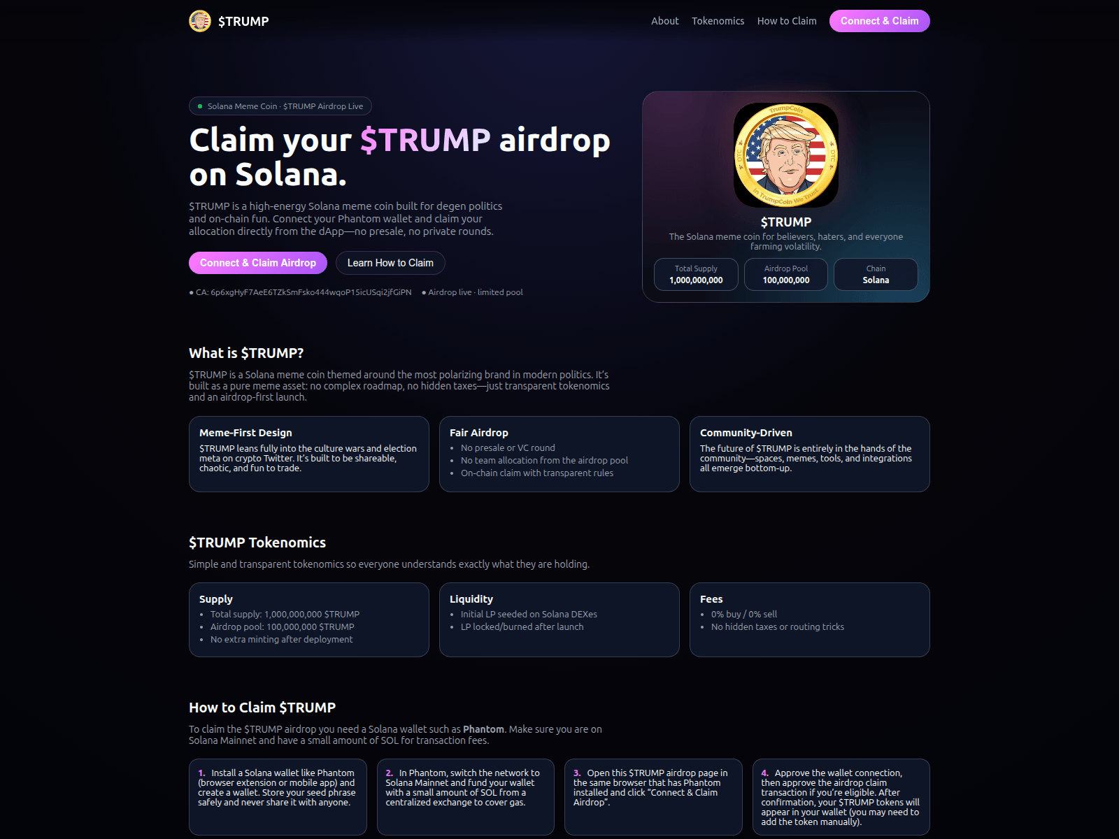 Screenshot of trumpdrop.app