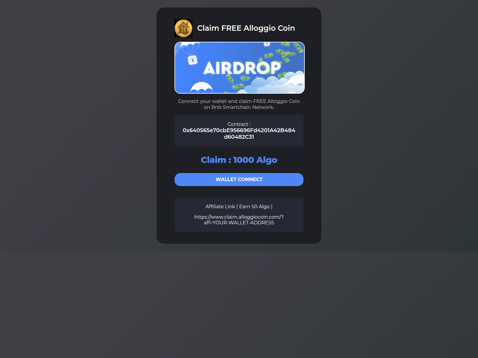 Screenshot of claim.alloggiocoin.com