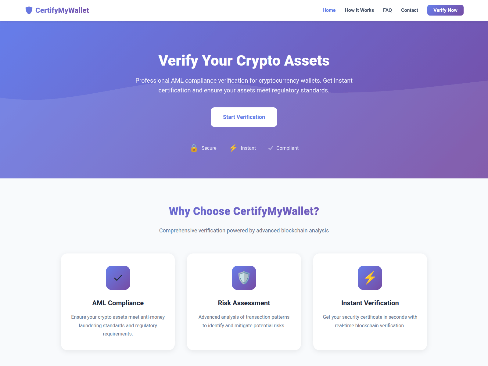 Screenshot of certifymywallet.com