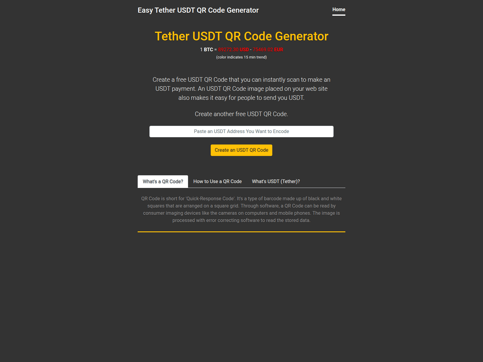 Screenshot of usdt-qr-code-generator.top