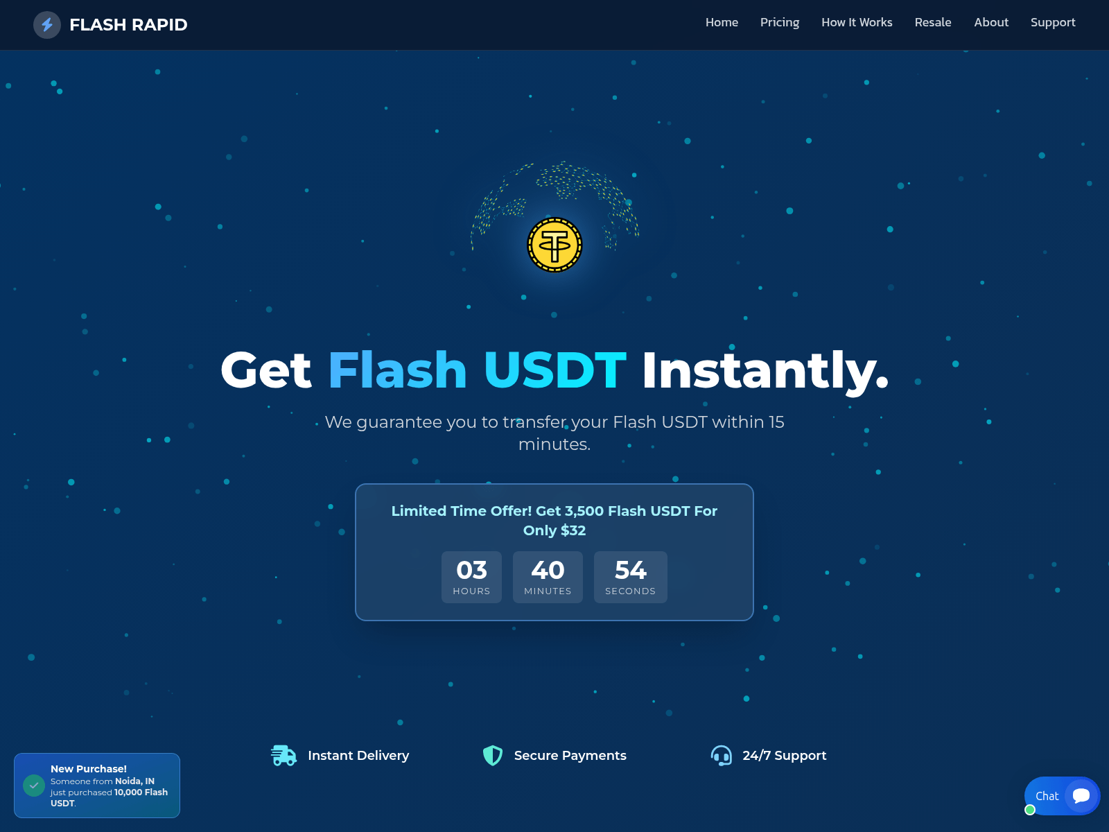 Screenshot of usdtflashertool.vip