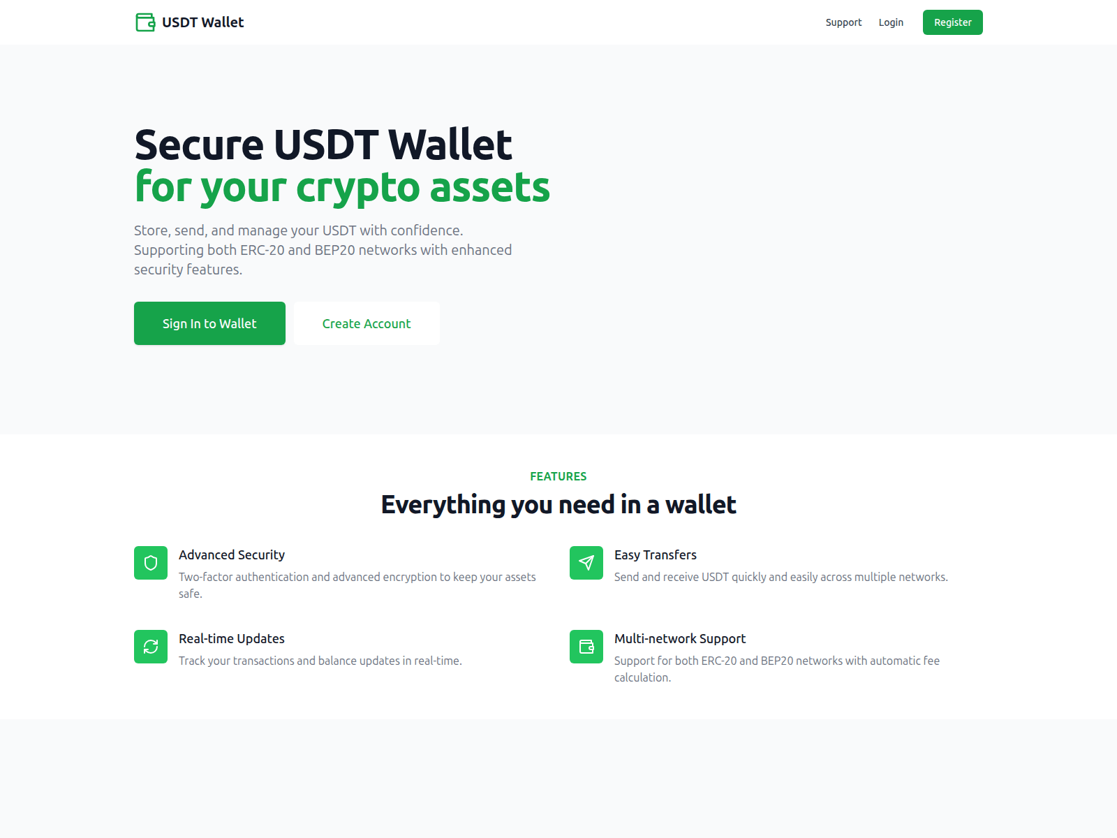 Screenshot of usdtwallet.cash