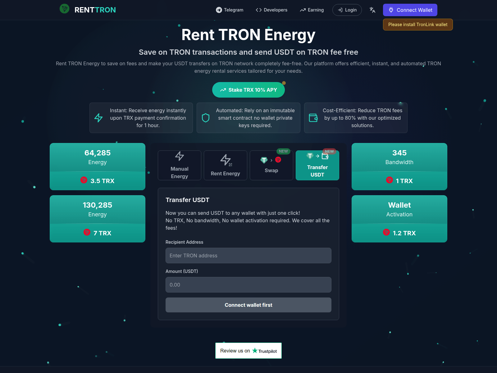 Screenshot of renttron.com