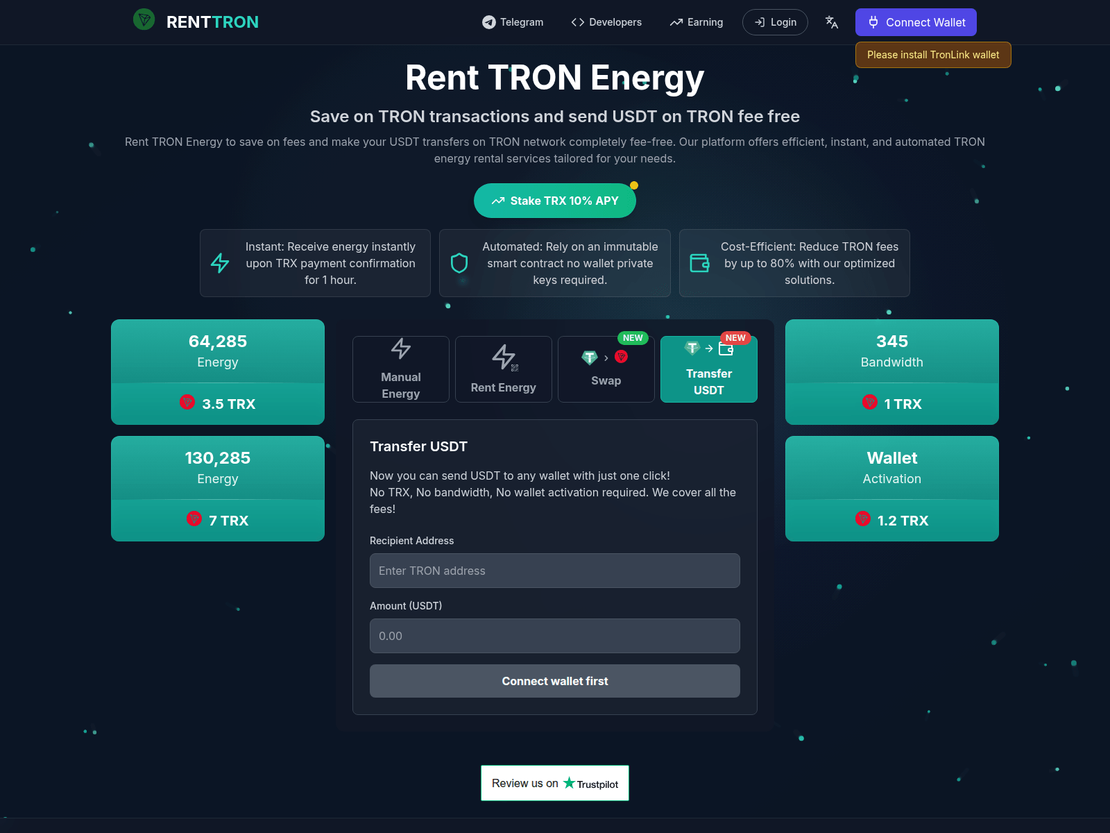 Screenshot of tronenergy.live