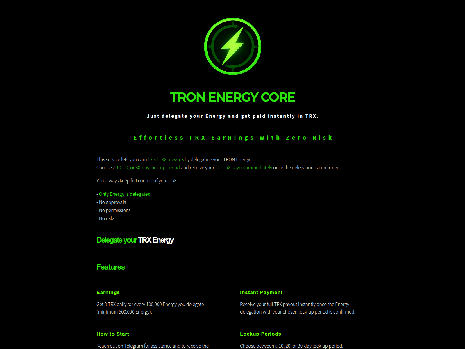 Screenshot of tronenergycore.com