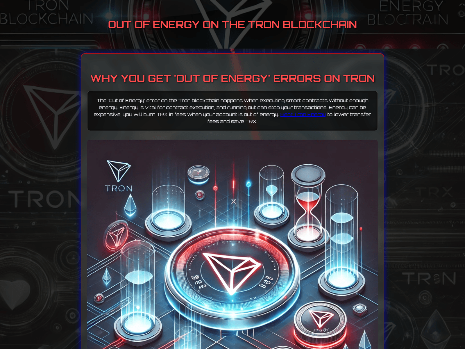 Screenshot of tronoutofenergy.com