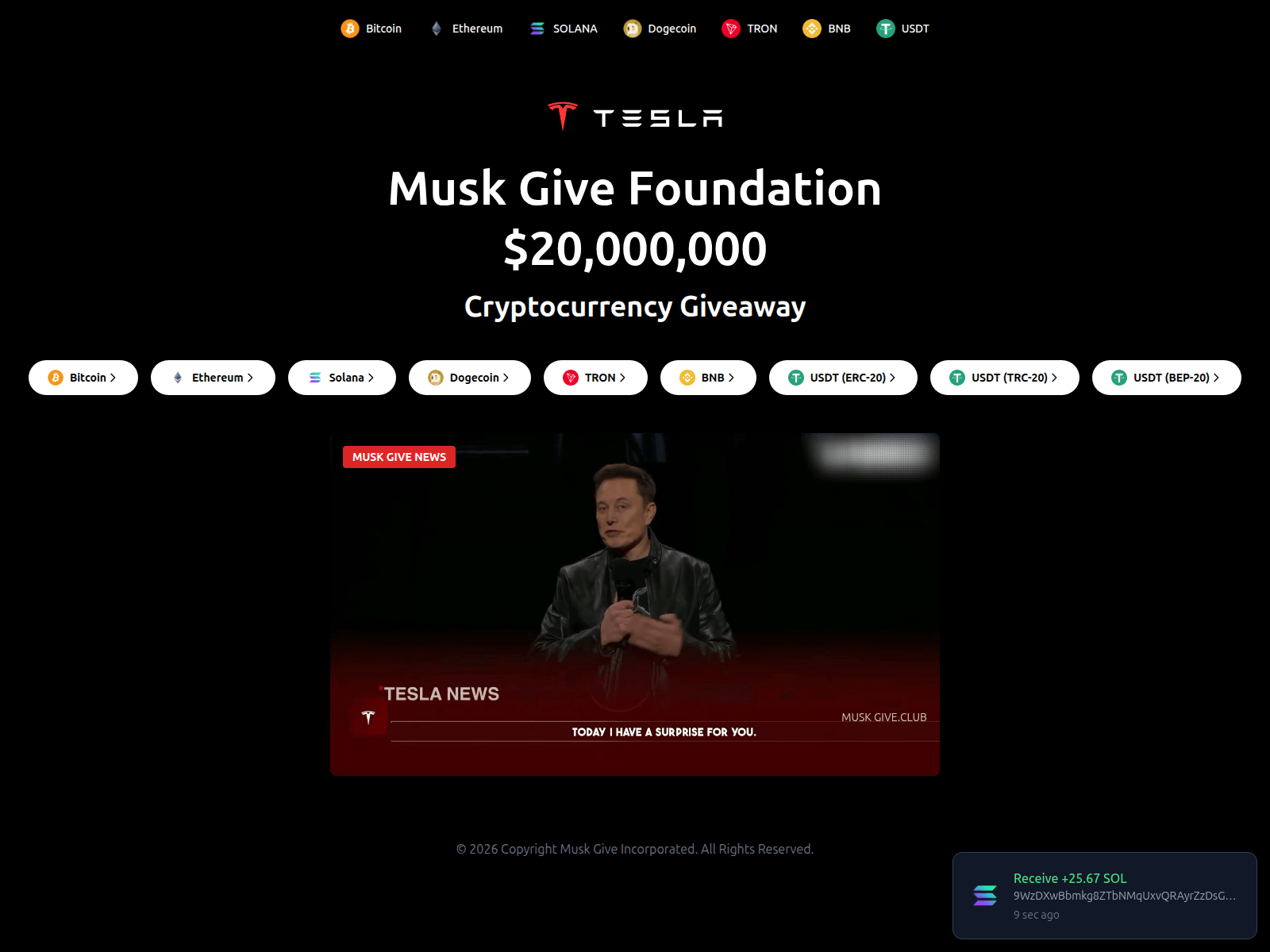 Screenshot of muskedgive.com