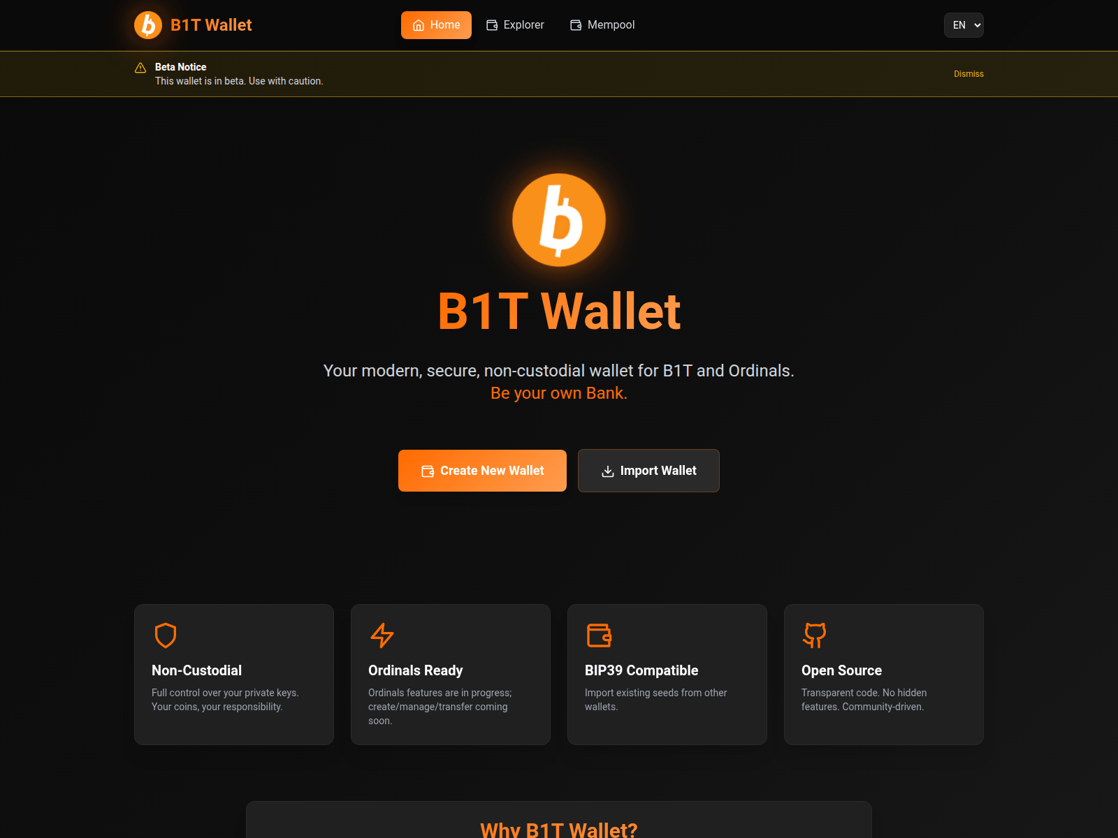 Screenshot of b1twallet.org