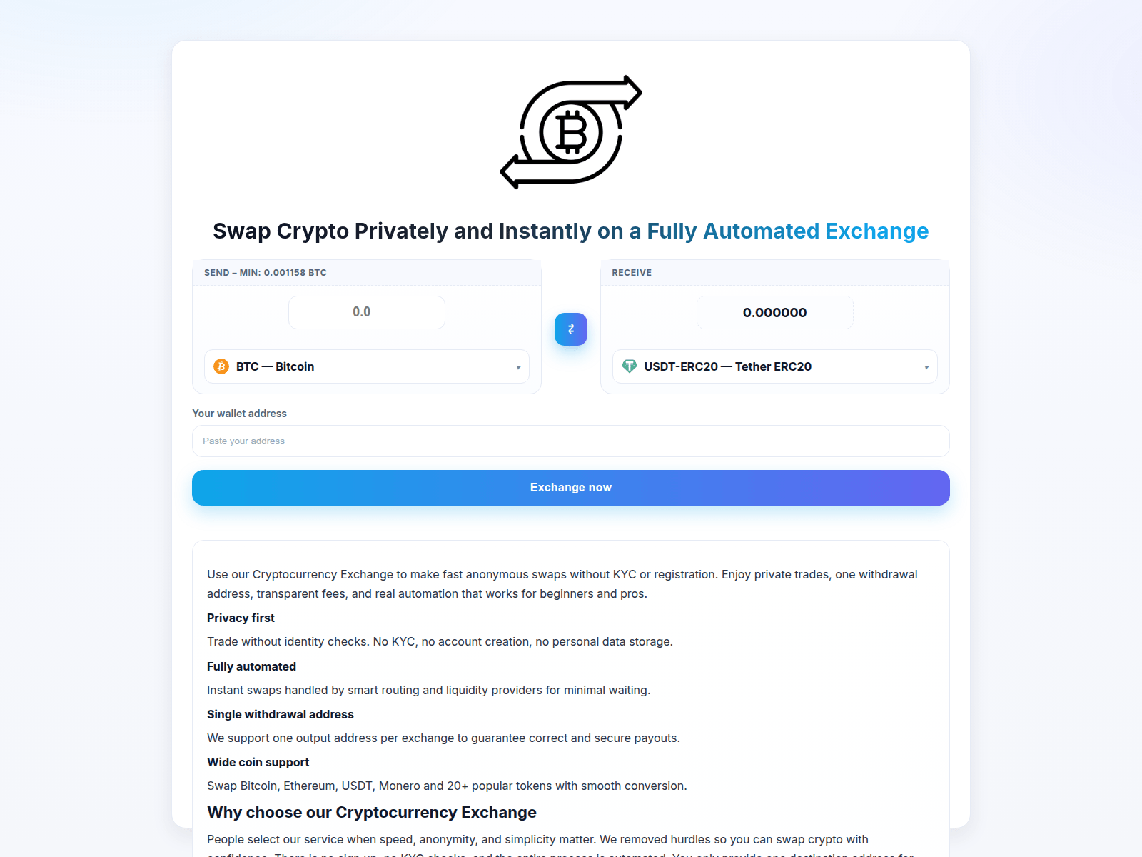 Screenshot of cryptocurrency-exchanges.com