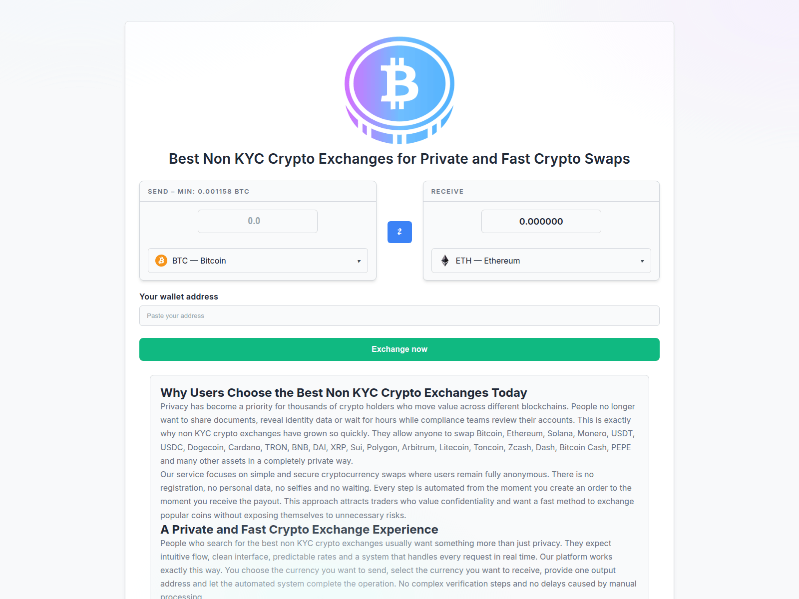 Screenshot of crypto4exchanges.com