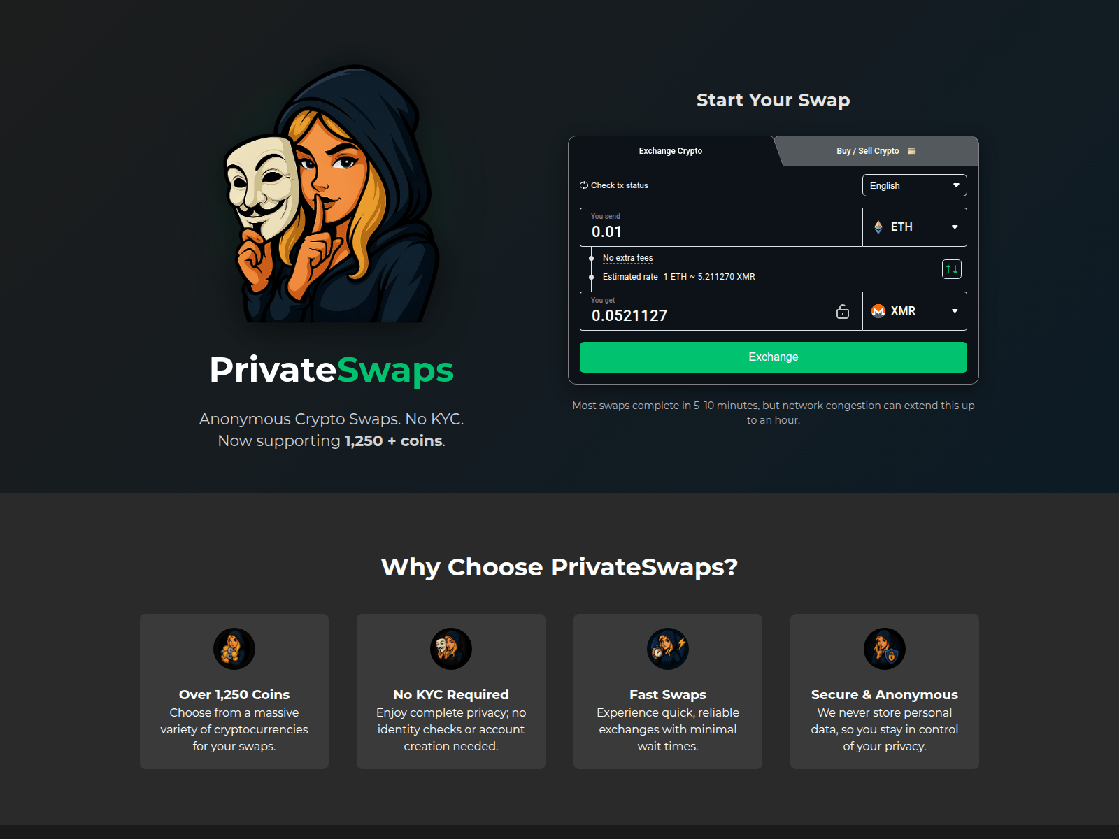Screenshot of privateswaps.com