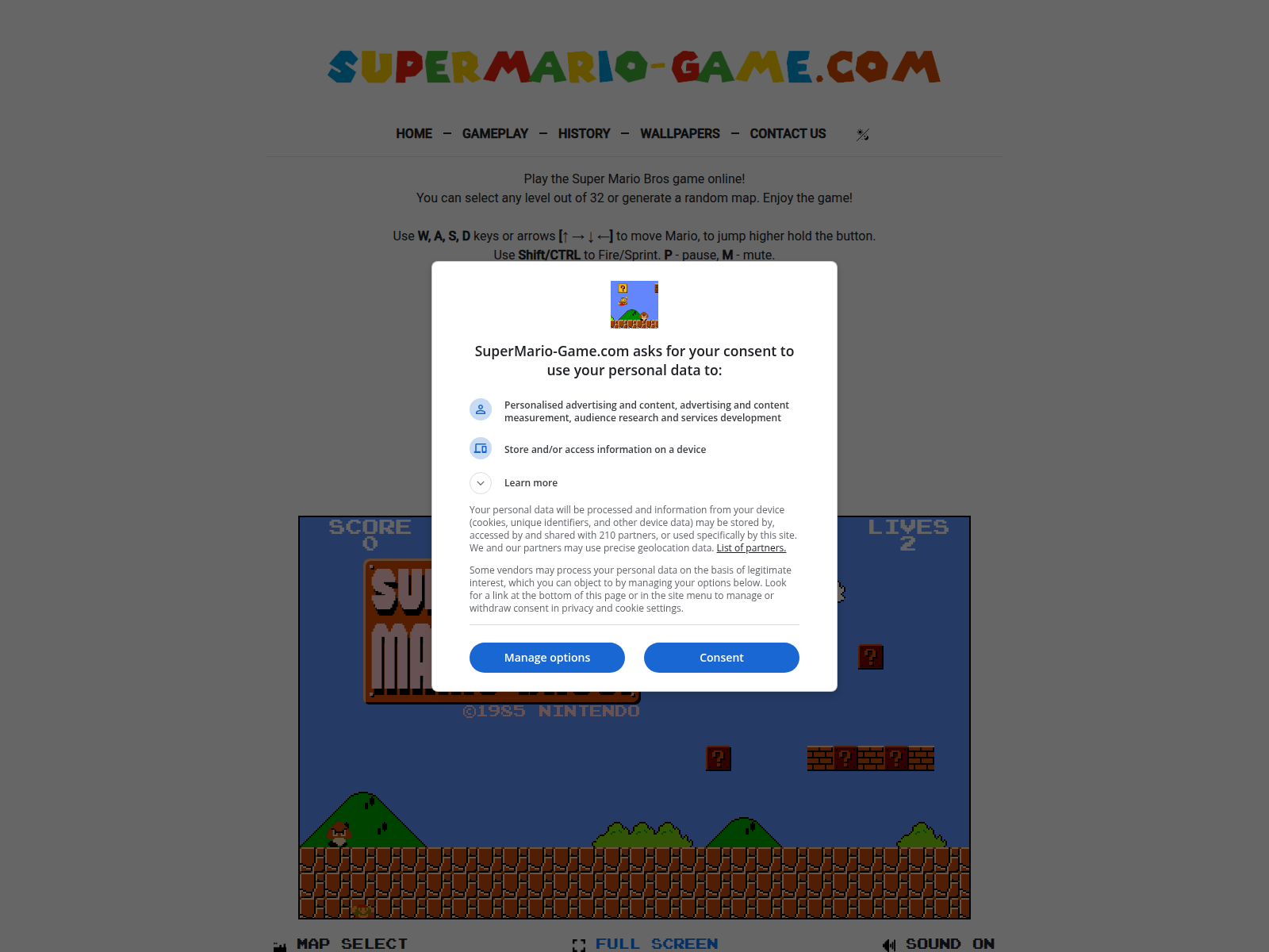Screenshot of supermario-game.com