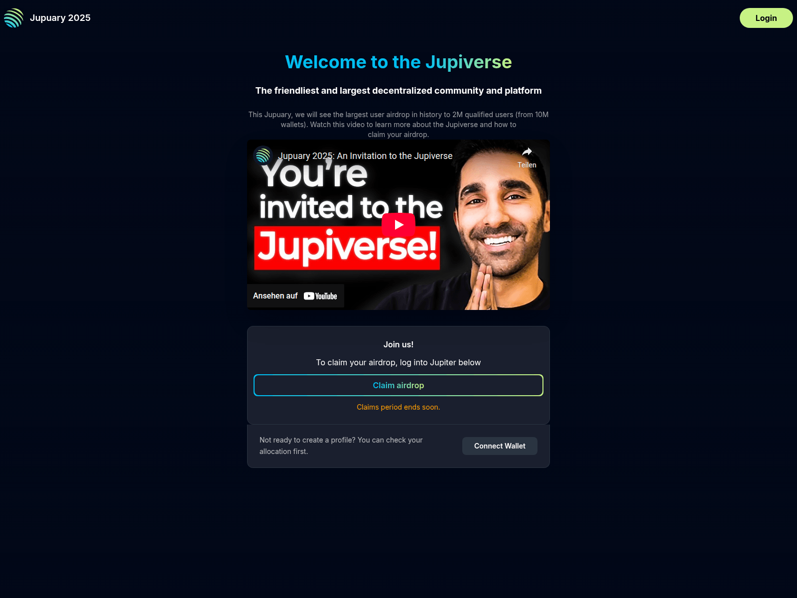 Screenshot of dapp-claimjup.app