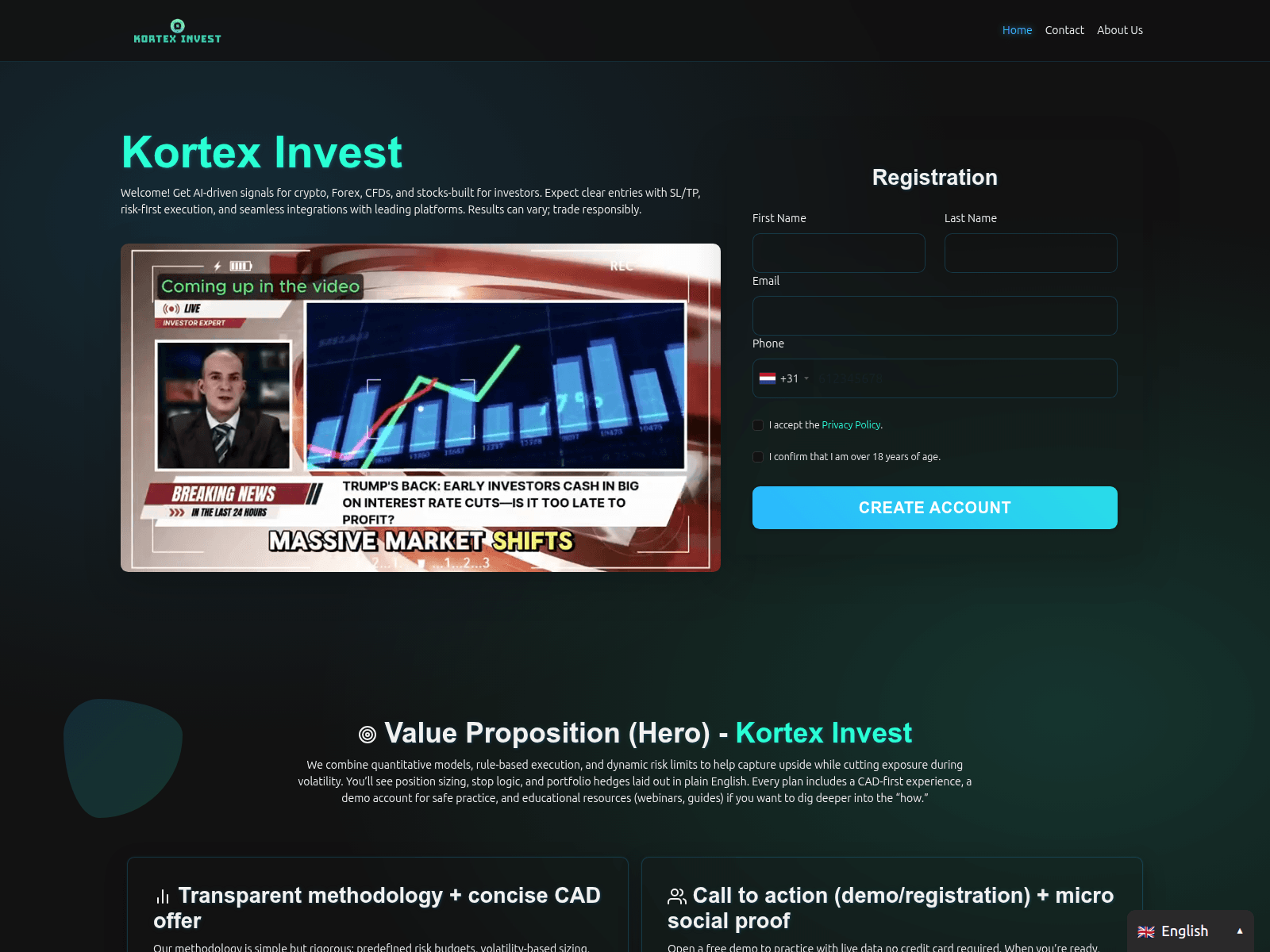 Screenshot of kortexinvest.net