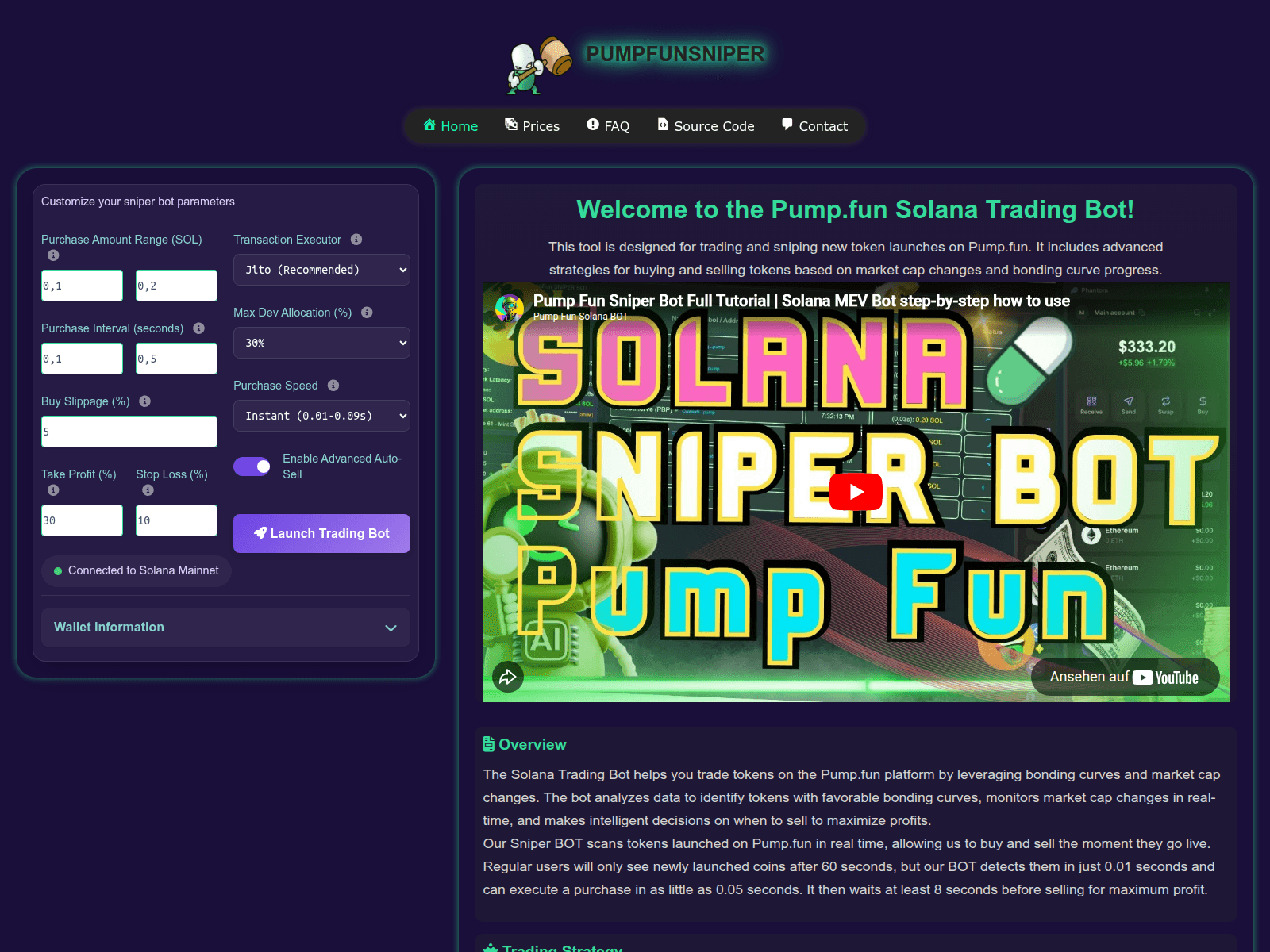 Screenshot of pumpfunsniperbot.fun