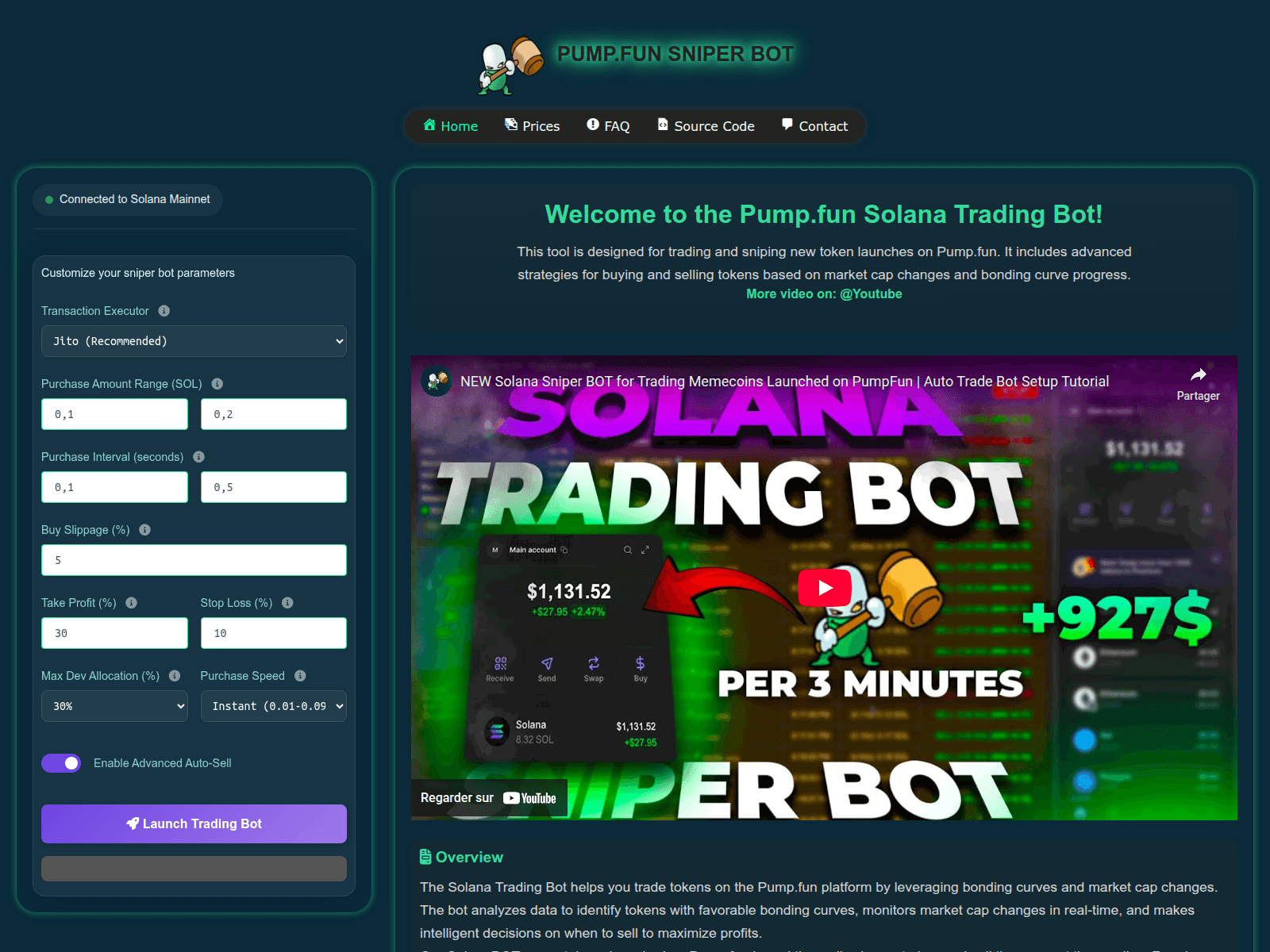 Screenshot of solsniper.app