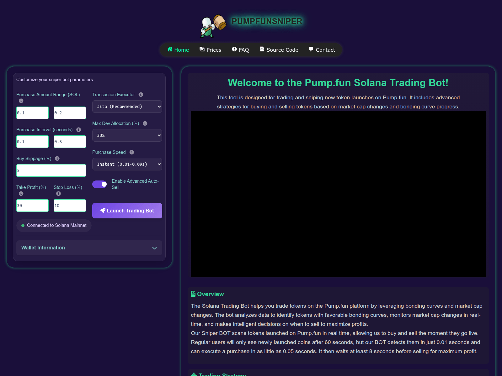 Screenshot of solsniper.fun