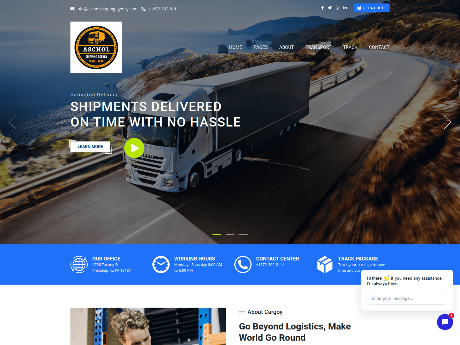 Screenshot of ascholshippingagency.com