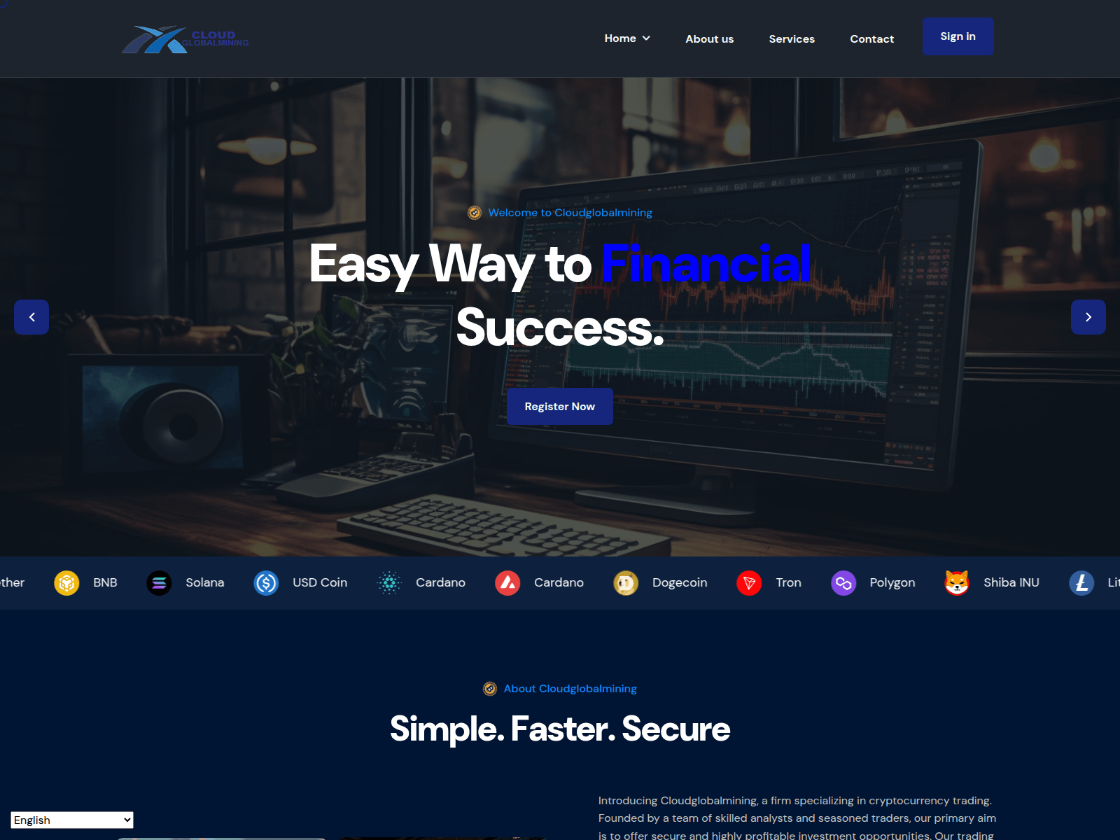 Screenshot of cloudglobalmining.com
