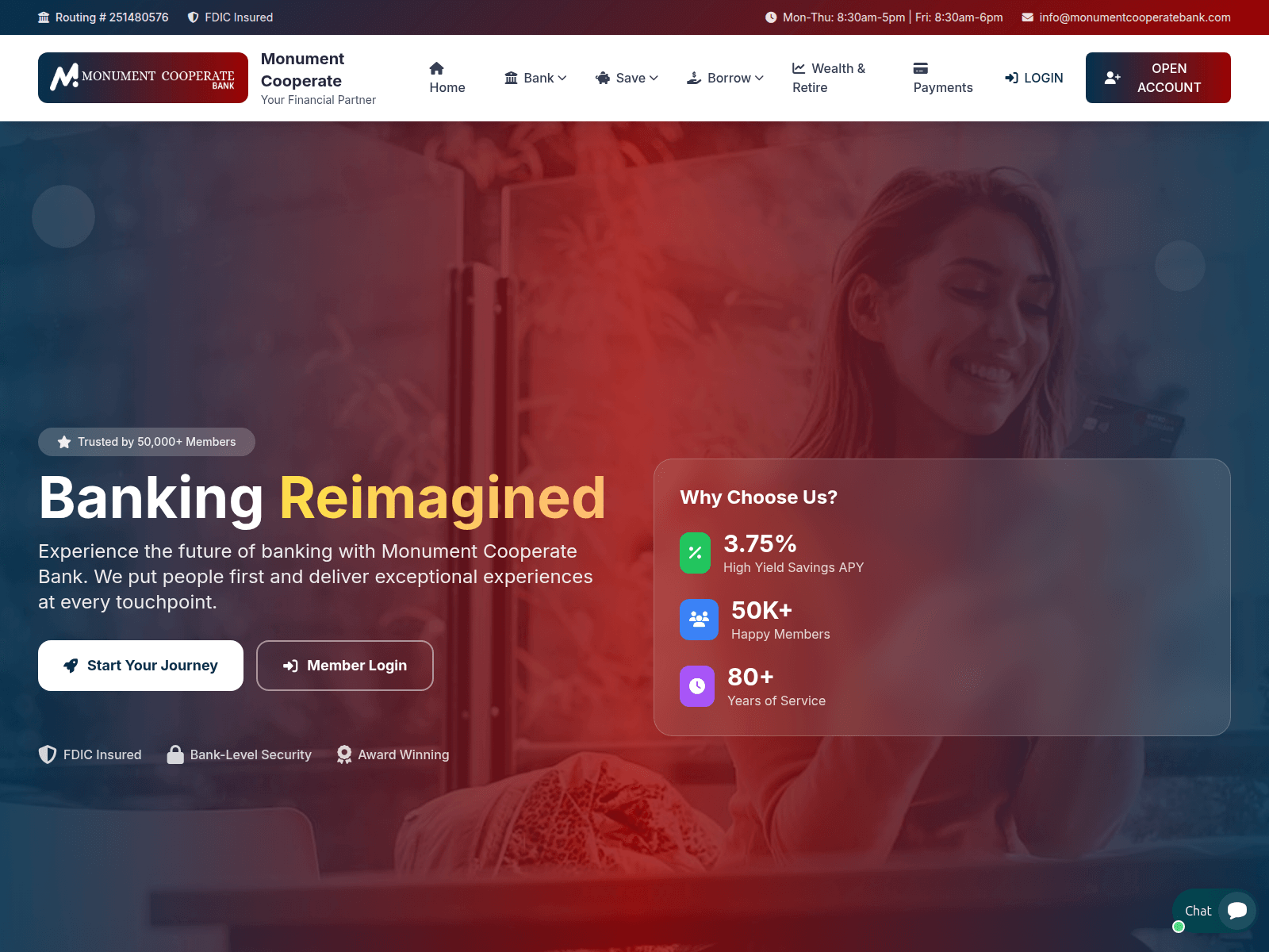 Screenshot of monumentcooperatebank.com