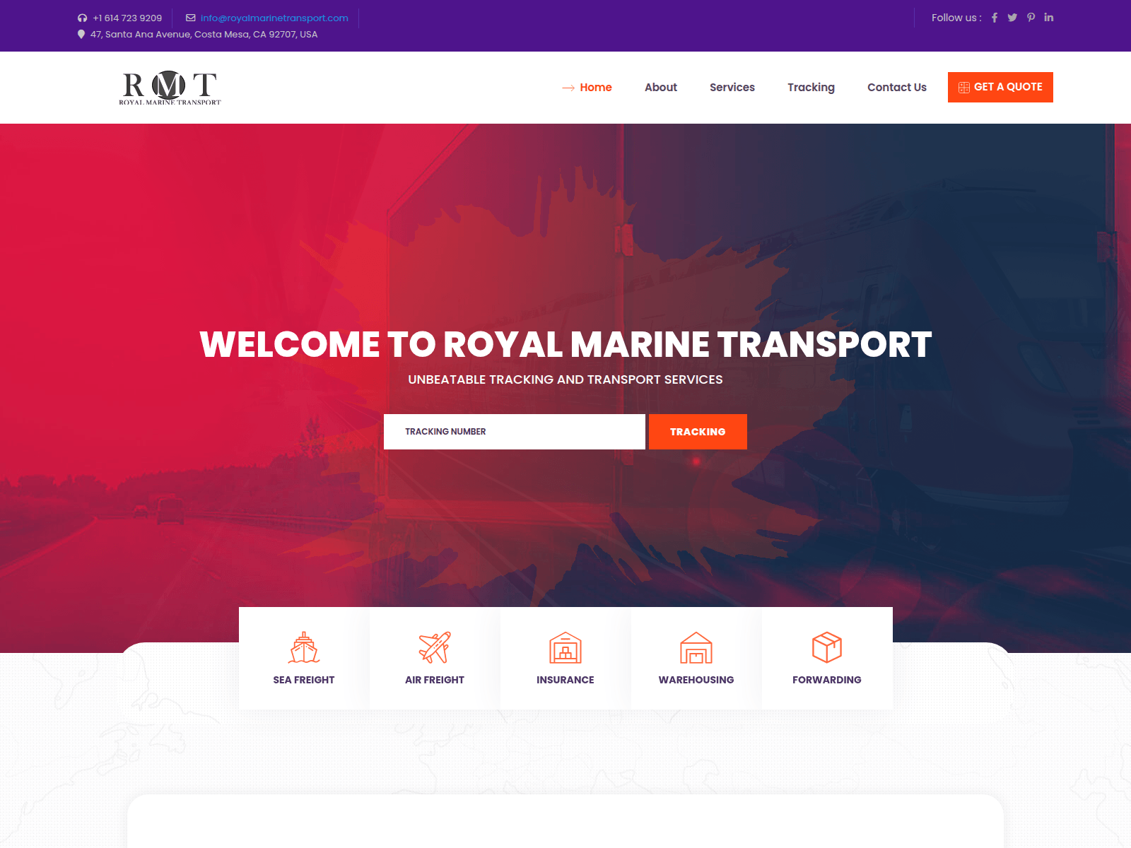 Screenshot of www.royalmarinetransport.com