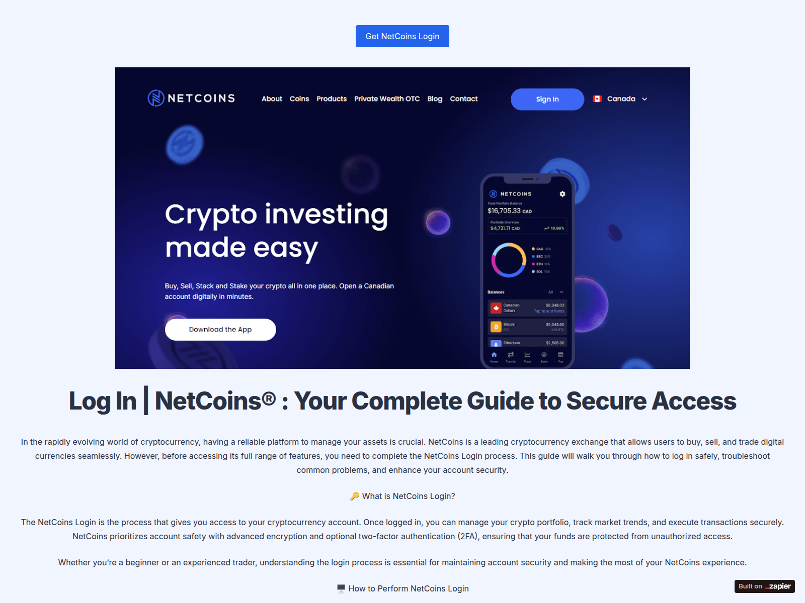 Screenshot of ntcoin.zapier.app