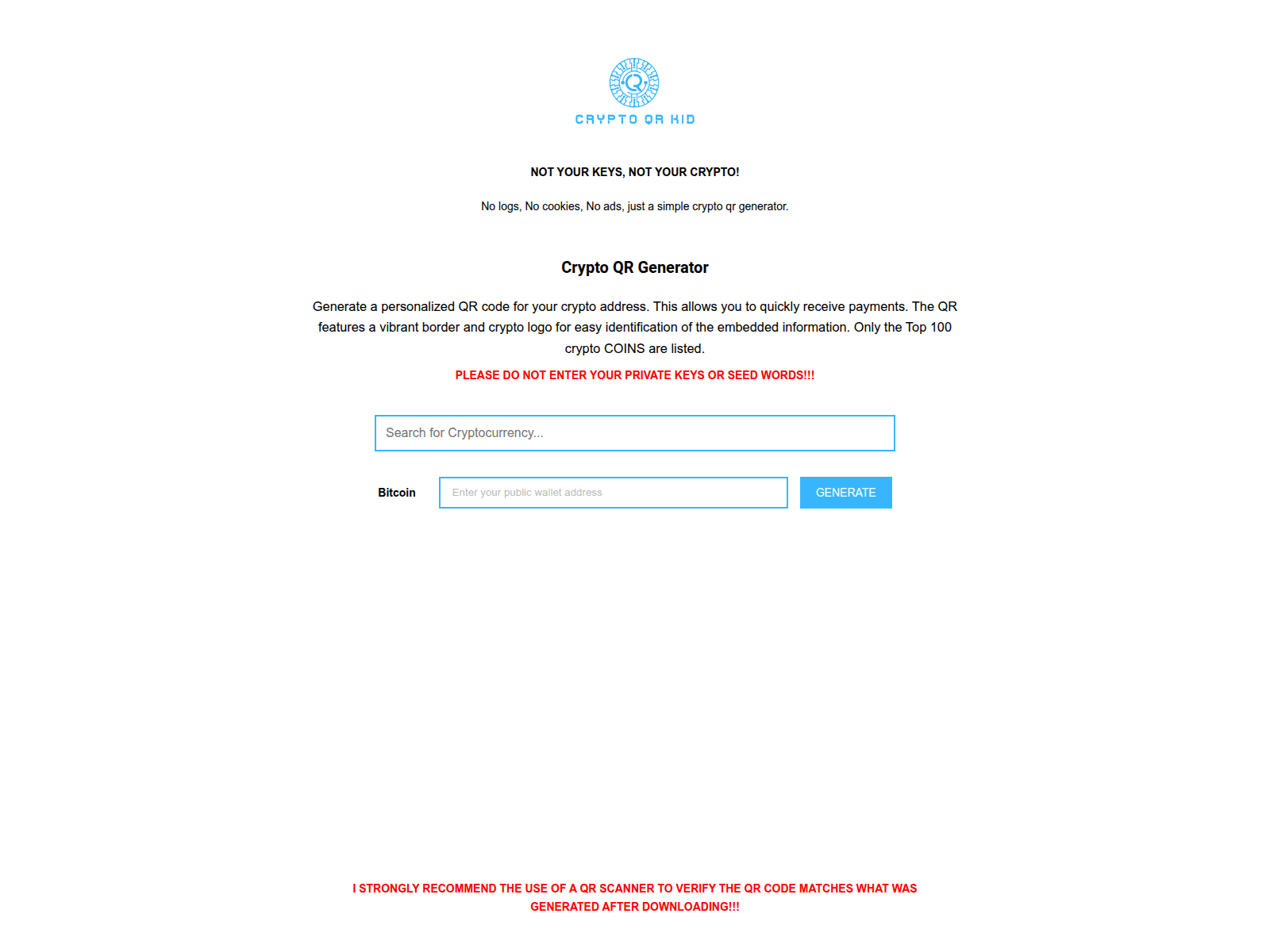 Screenshot of cryptoqrkid.com