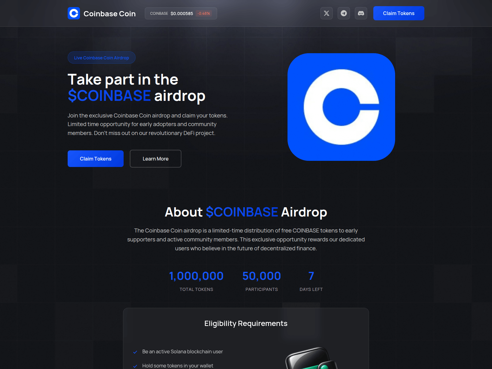 Screenshot of events-coinbase.fun