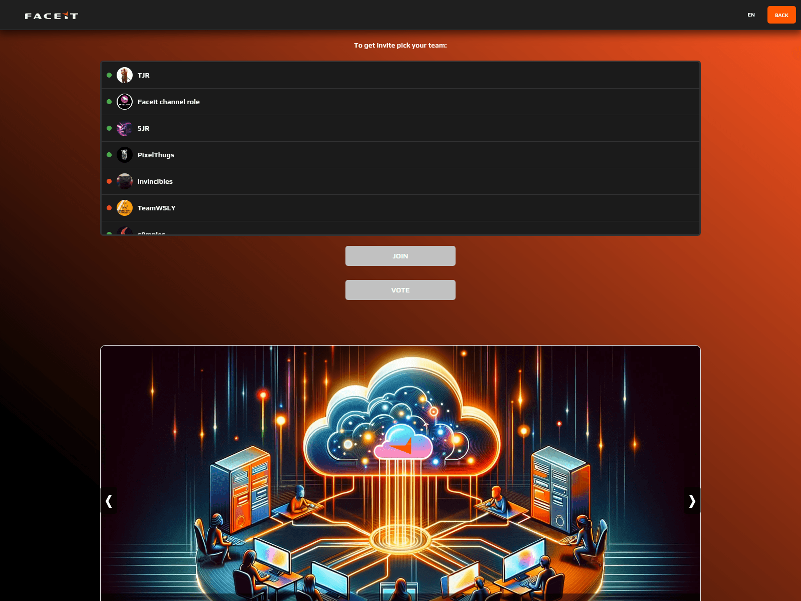 Screenshot of faceit.teams-victoryhub.com