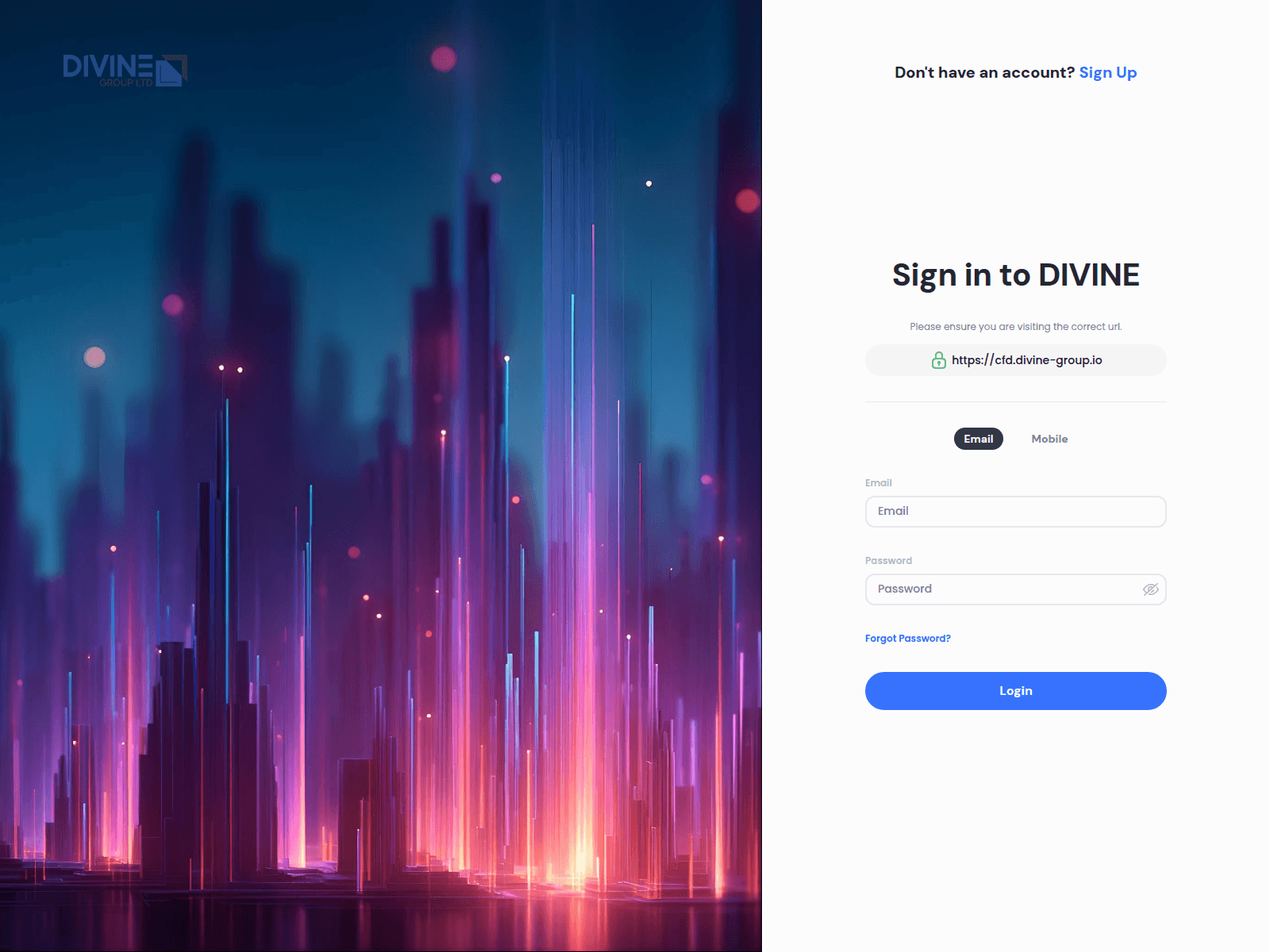 Screenshot of cfd.divine-group.io