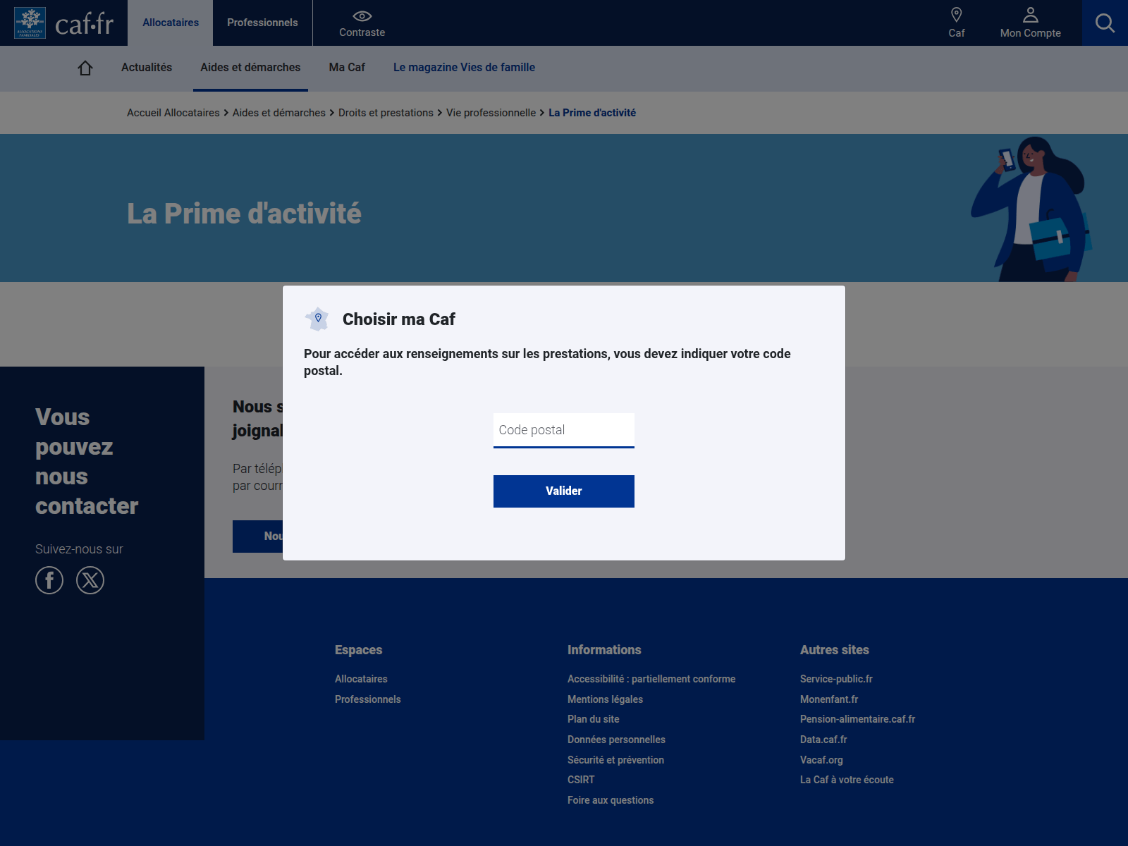 Screenshot of caissedallocationsfamiliales.com