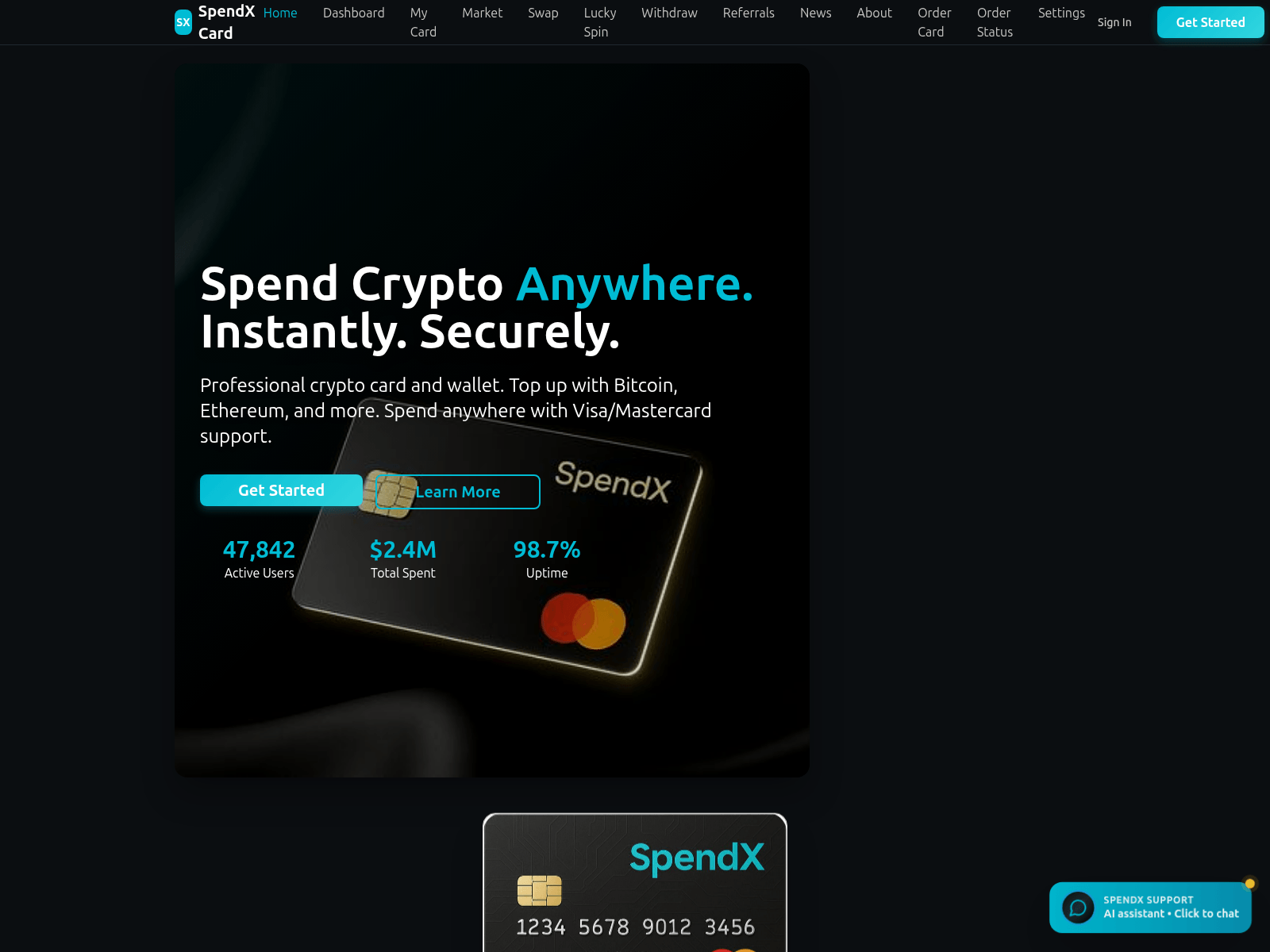 Screenshot of spendx.cards