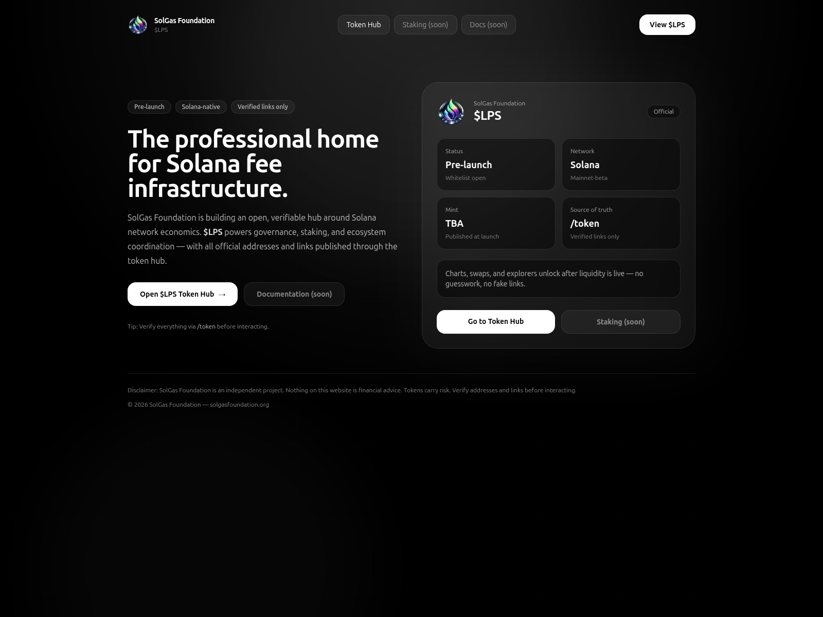 Screenshot of solgasfoundation.org