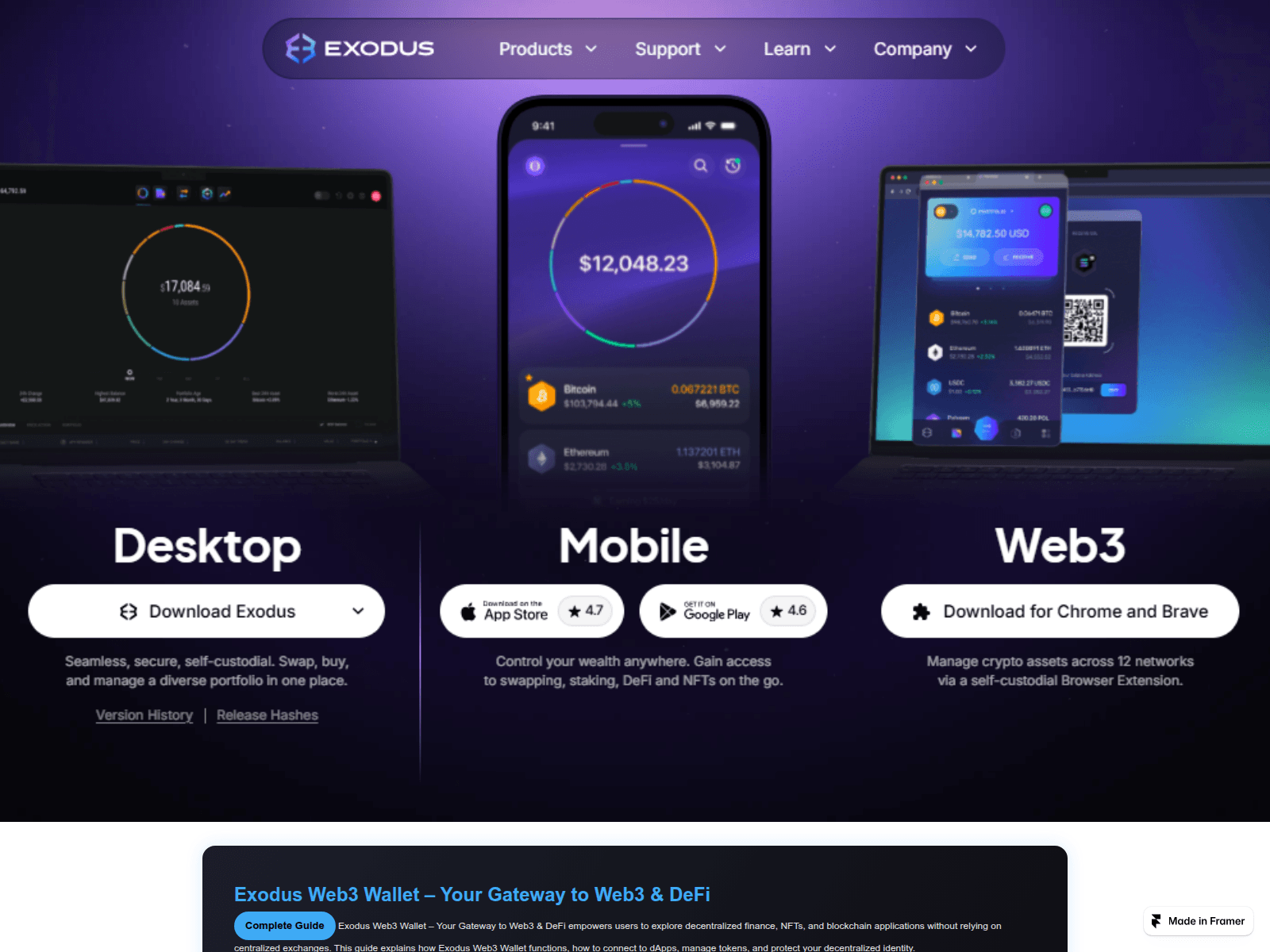 Forensic screenshot of exdous.framer.ai