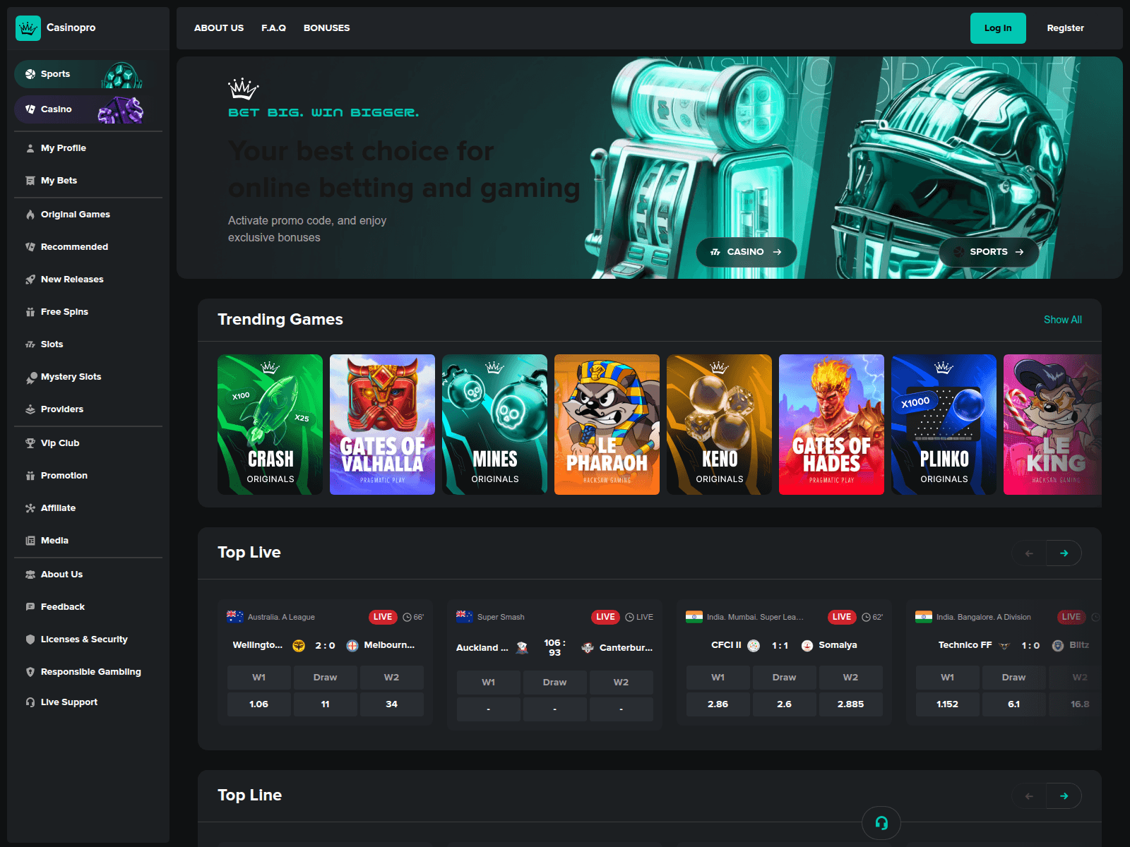 Screenshot of casinopro.fit