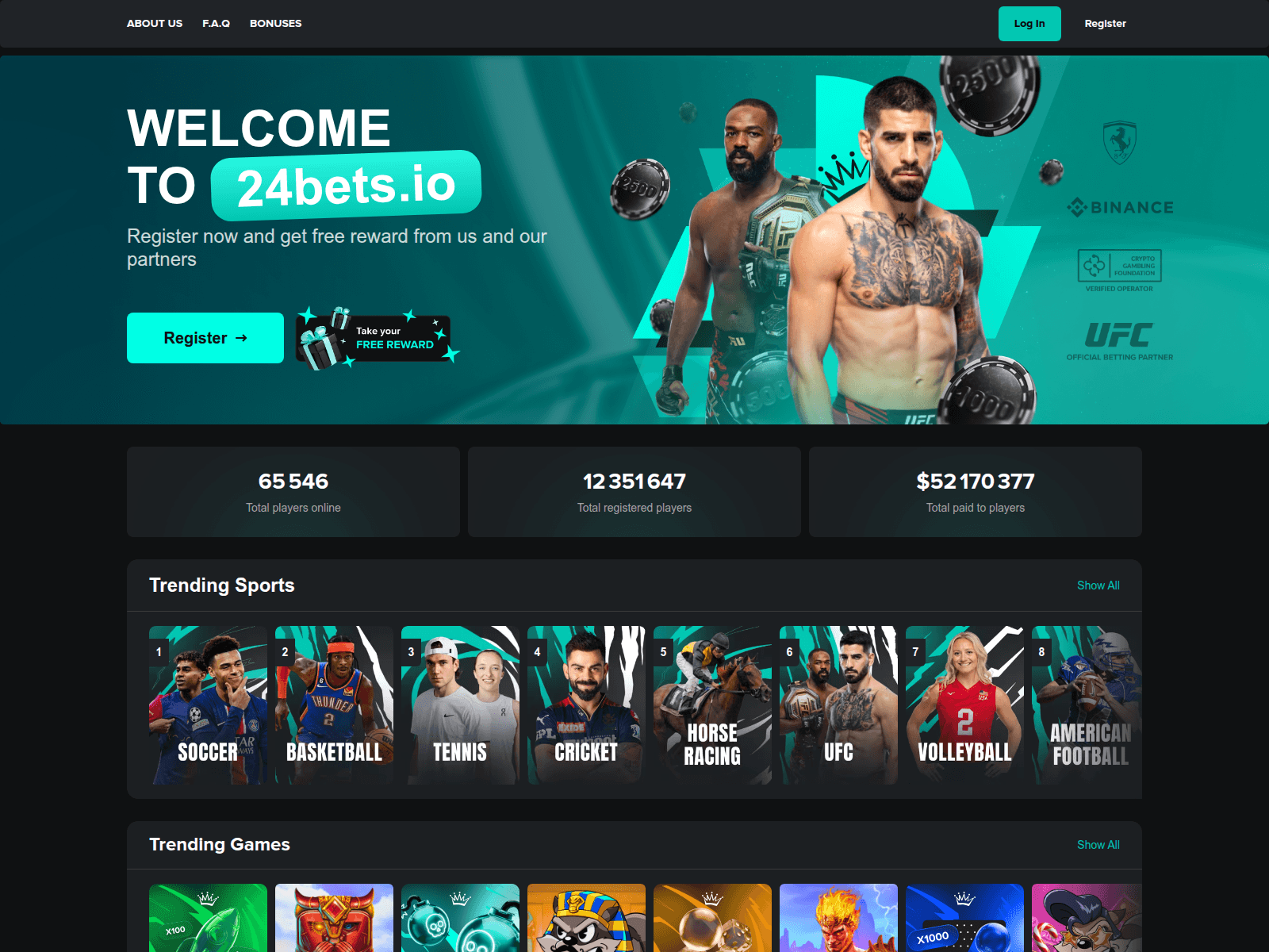Screenshot of 24bets.io