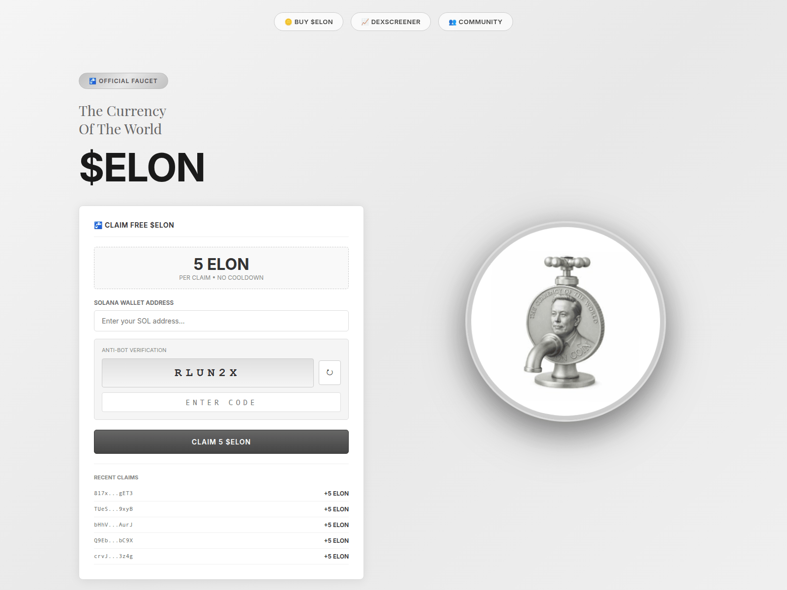 Screenshot of elonfaucet.fun