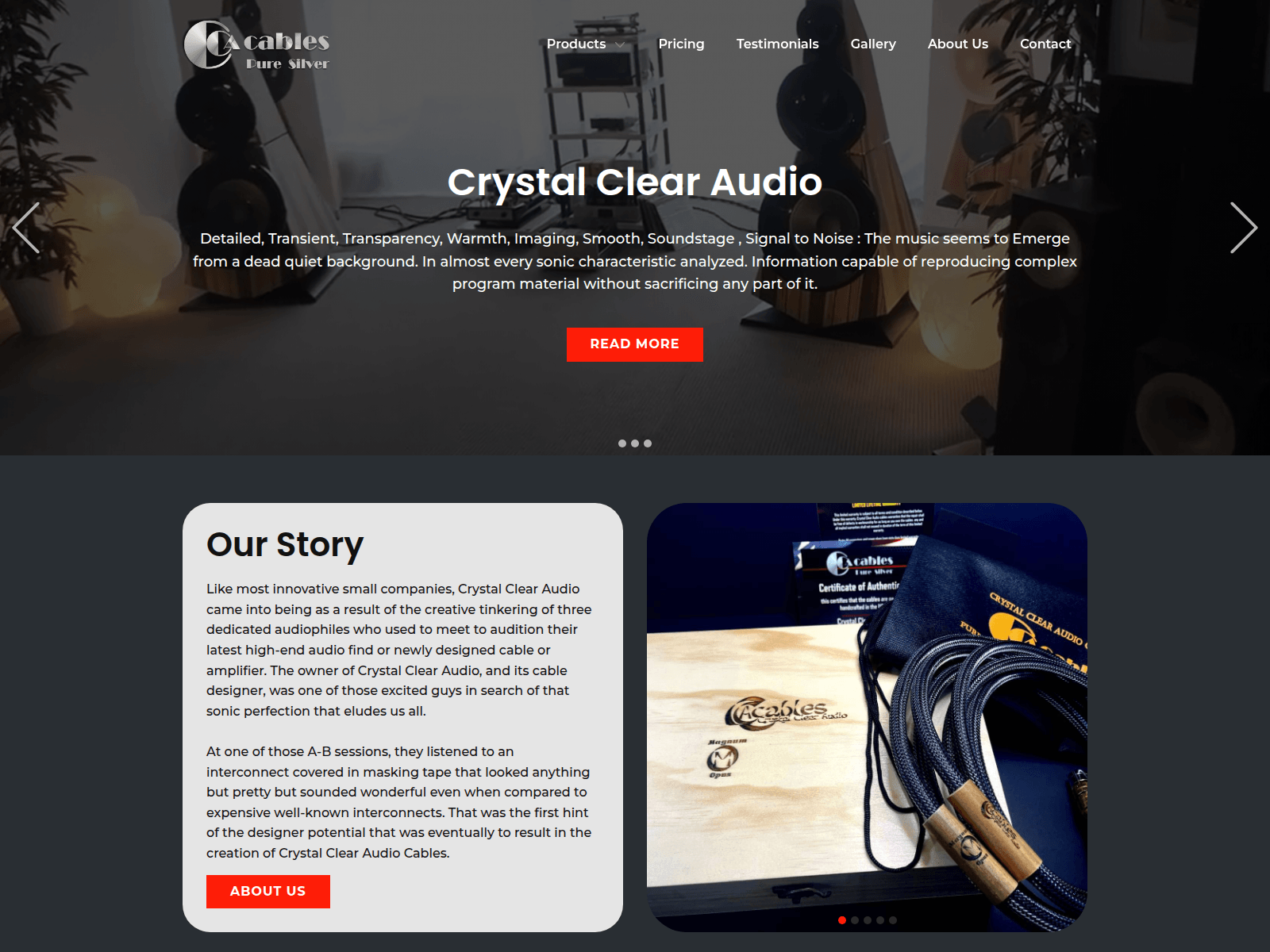 Screenshot of crystalclearaudio.com