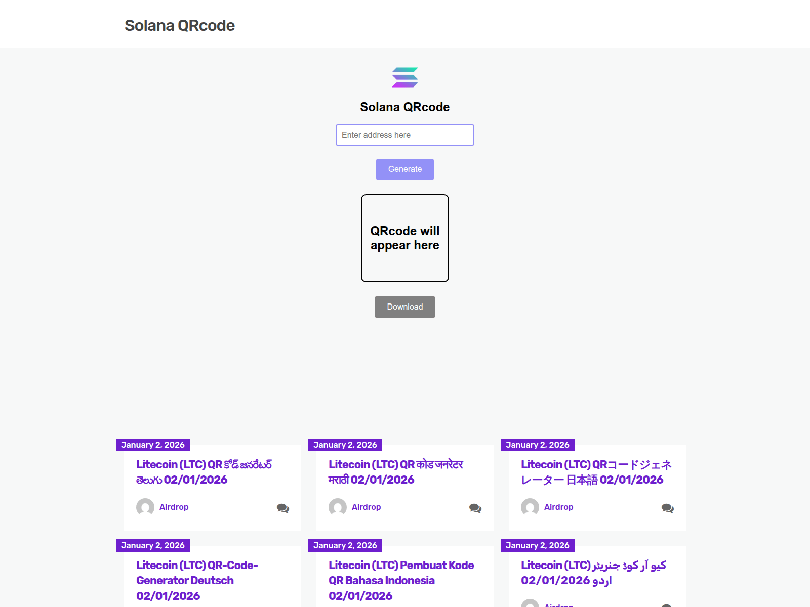 Screenshot of solanaqrcode.hk