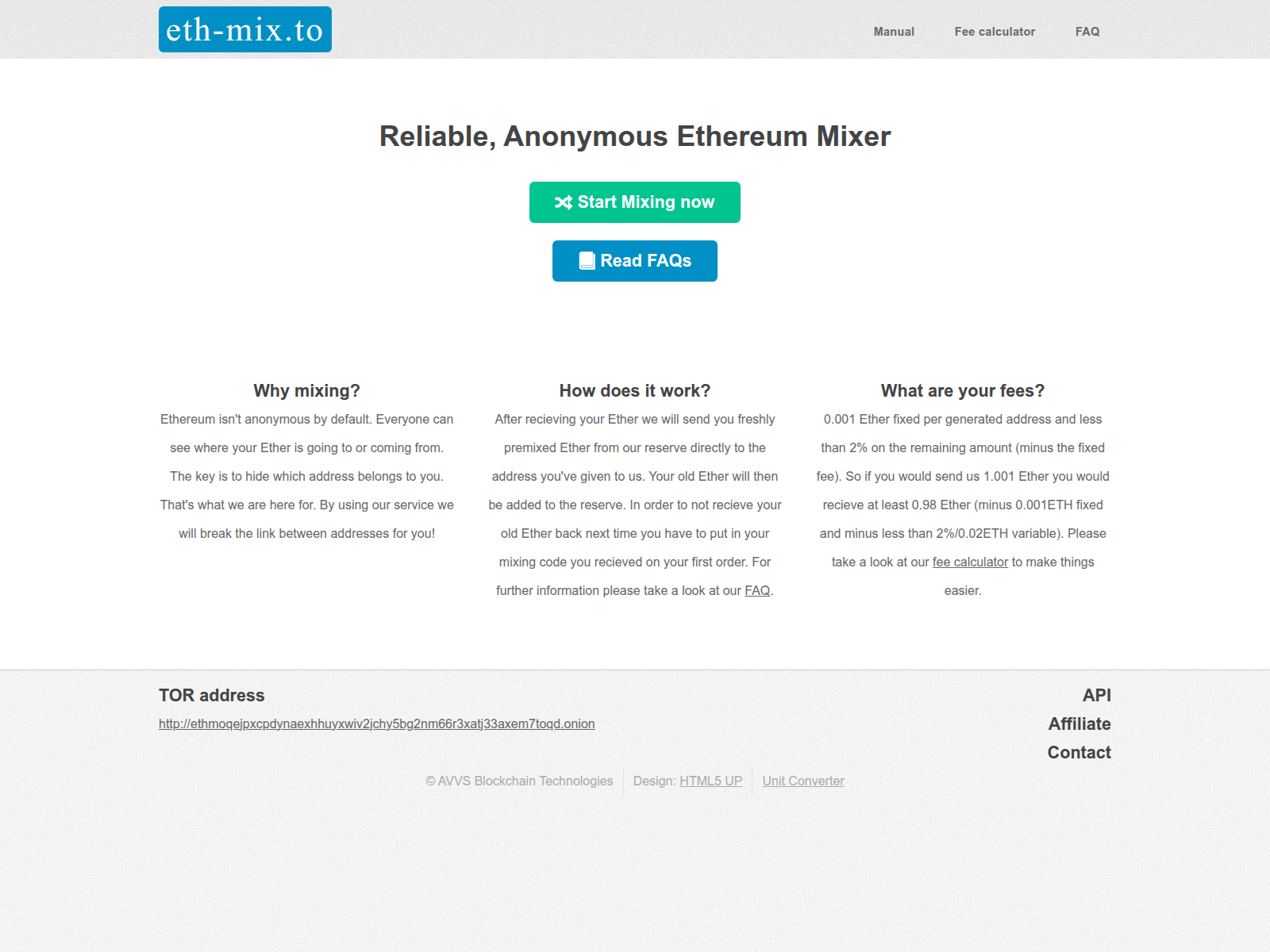 Screenshot of eth-mix.to