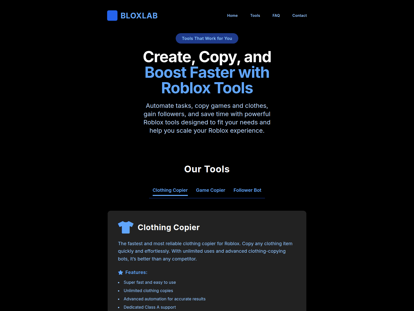Screenshot of bloxtools.st
