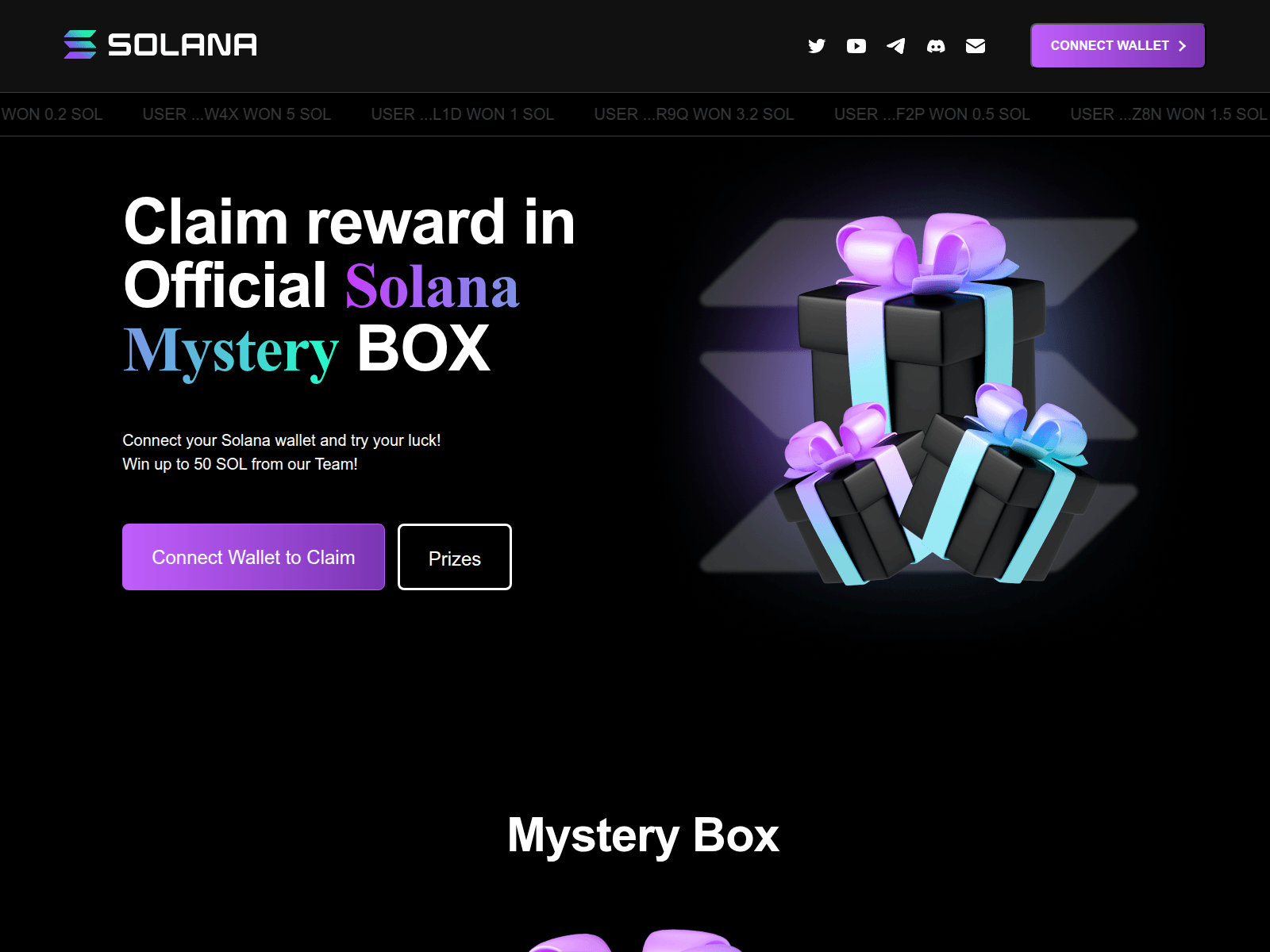 Screenshot of sol-mystery-box.com