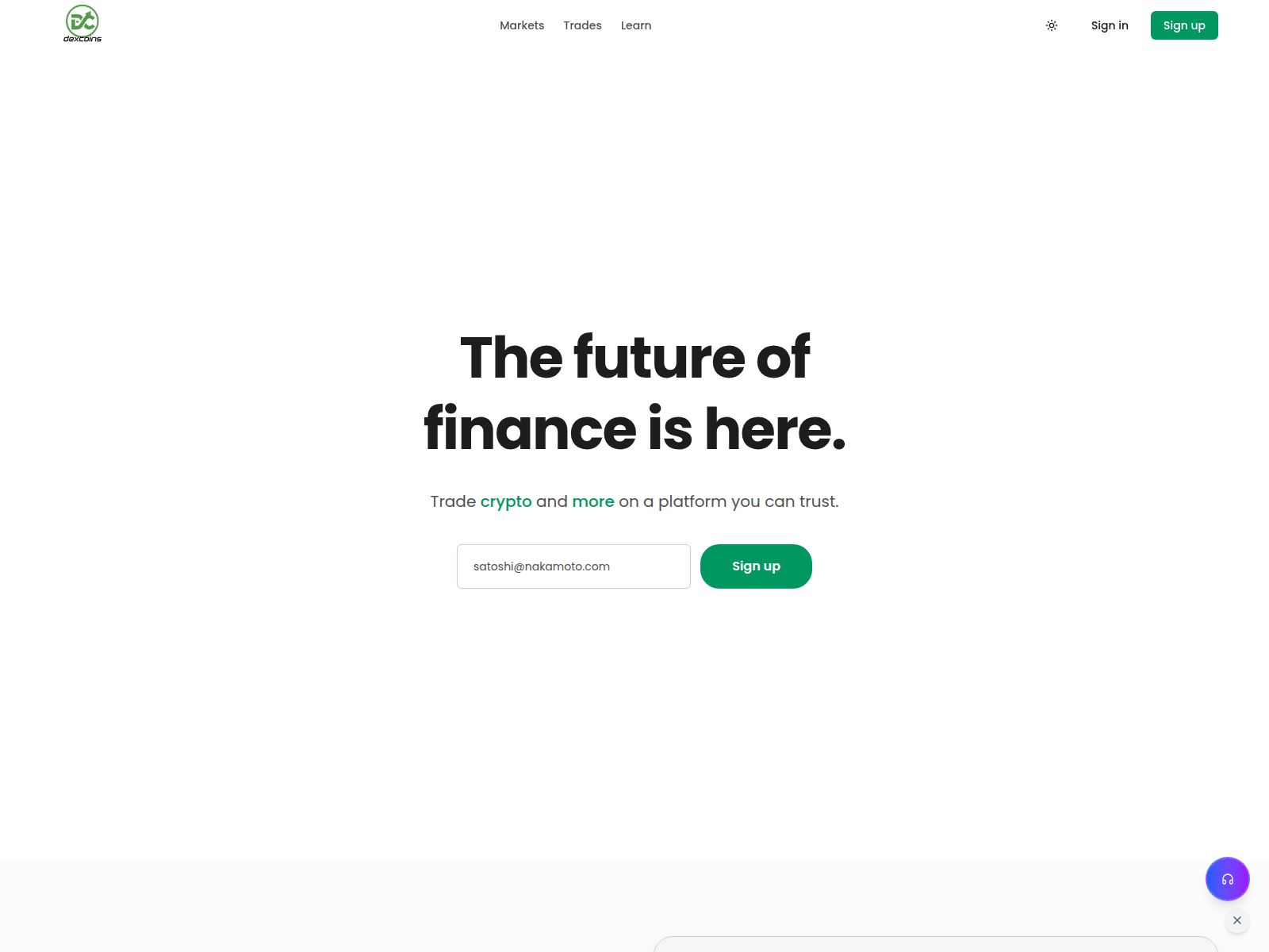 Screenshot of dexcoins.app