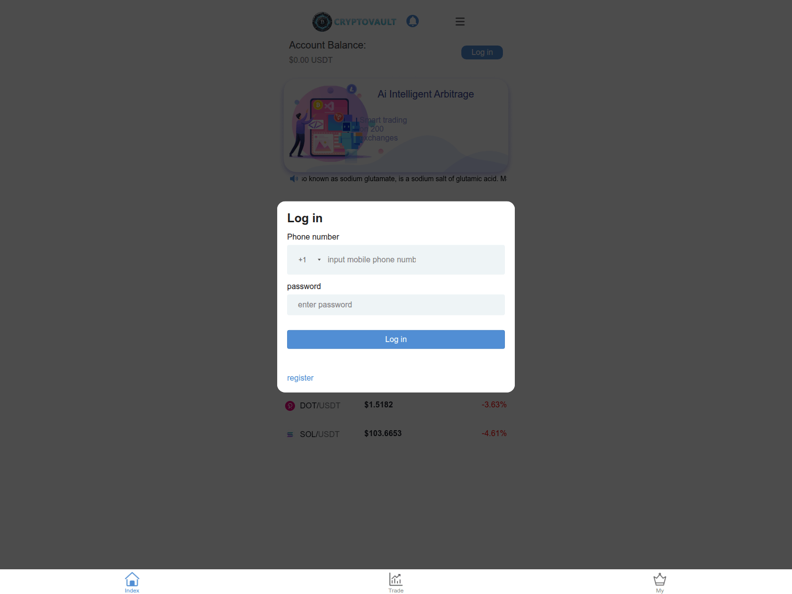 Screenshot of www.cryptovaultlnc.com