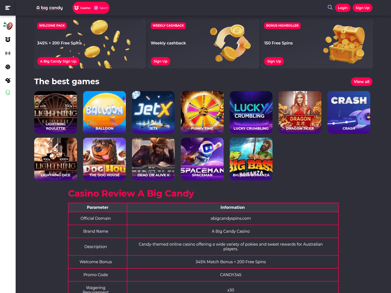 Screenshot of abigcandy.net